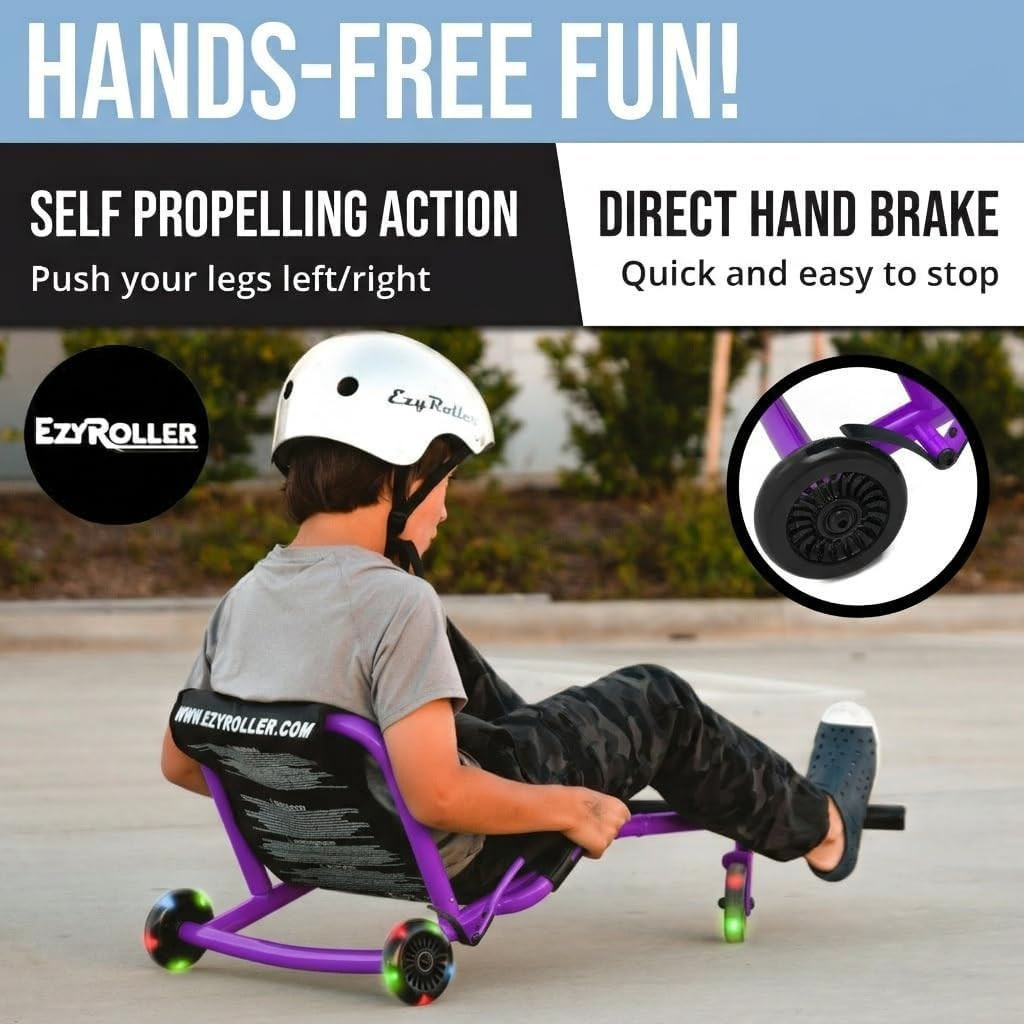 Classic with LED Wheels Ride on Toy for Kids, Ages 3-12, up to 154 Lbs – Purple