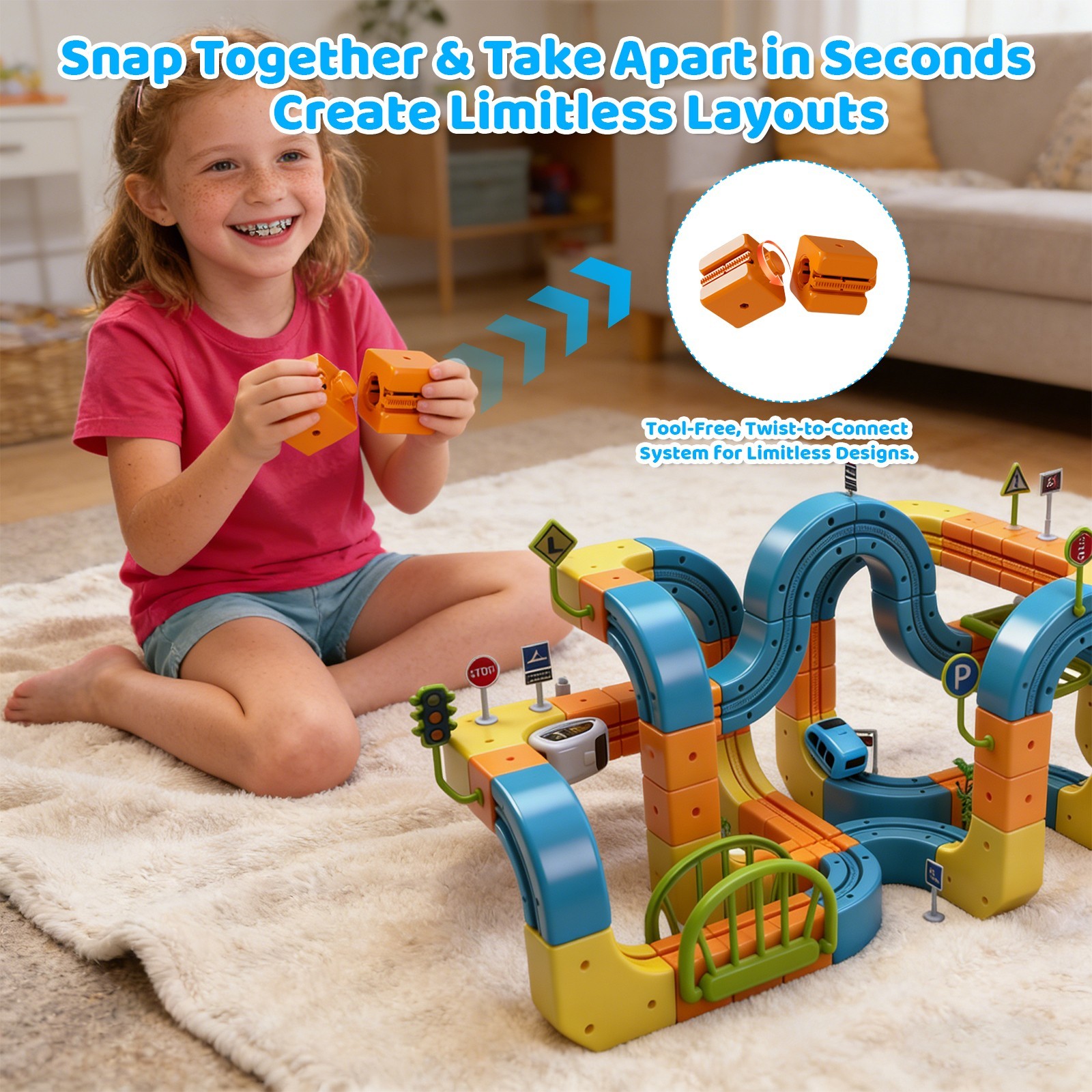 Cube Track Fusion Electric Train Set, Buildable Gravity Rail Toy for Kids 4-8