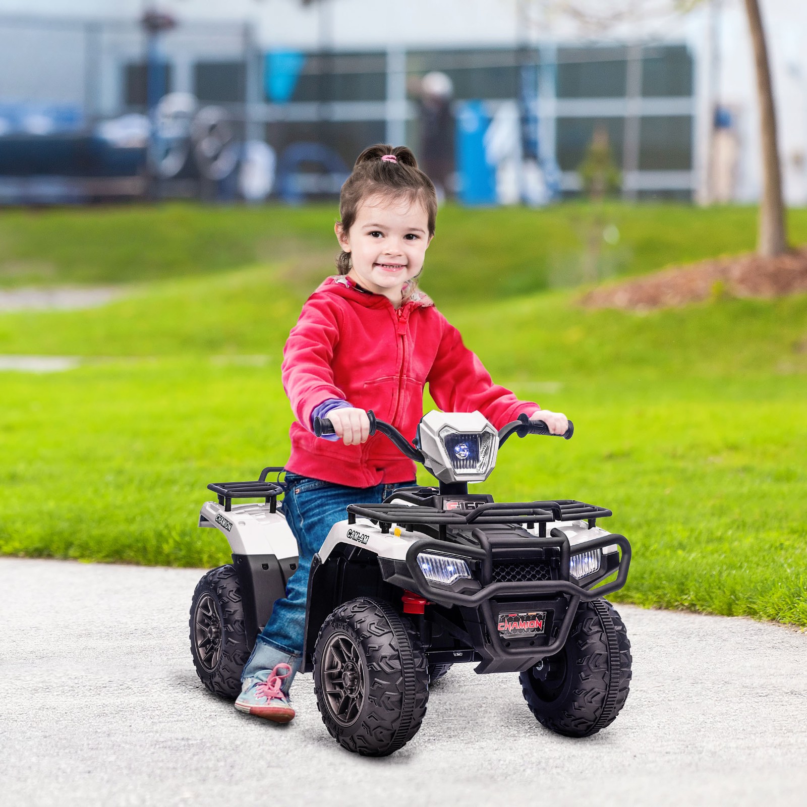 Aosom 12V Kids ATV w/ Forward Backward Function Music, Headlights, Pink