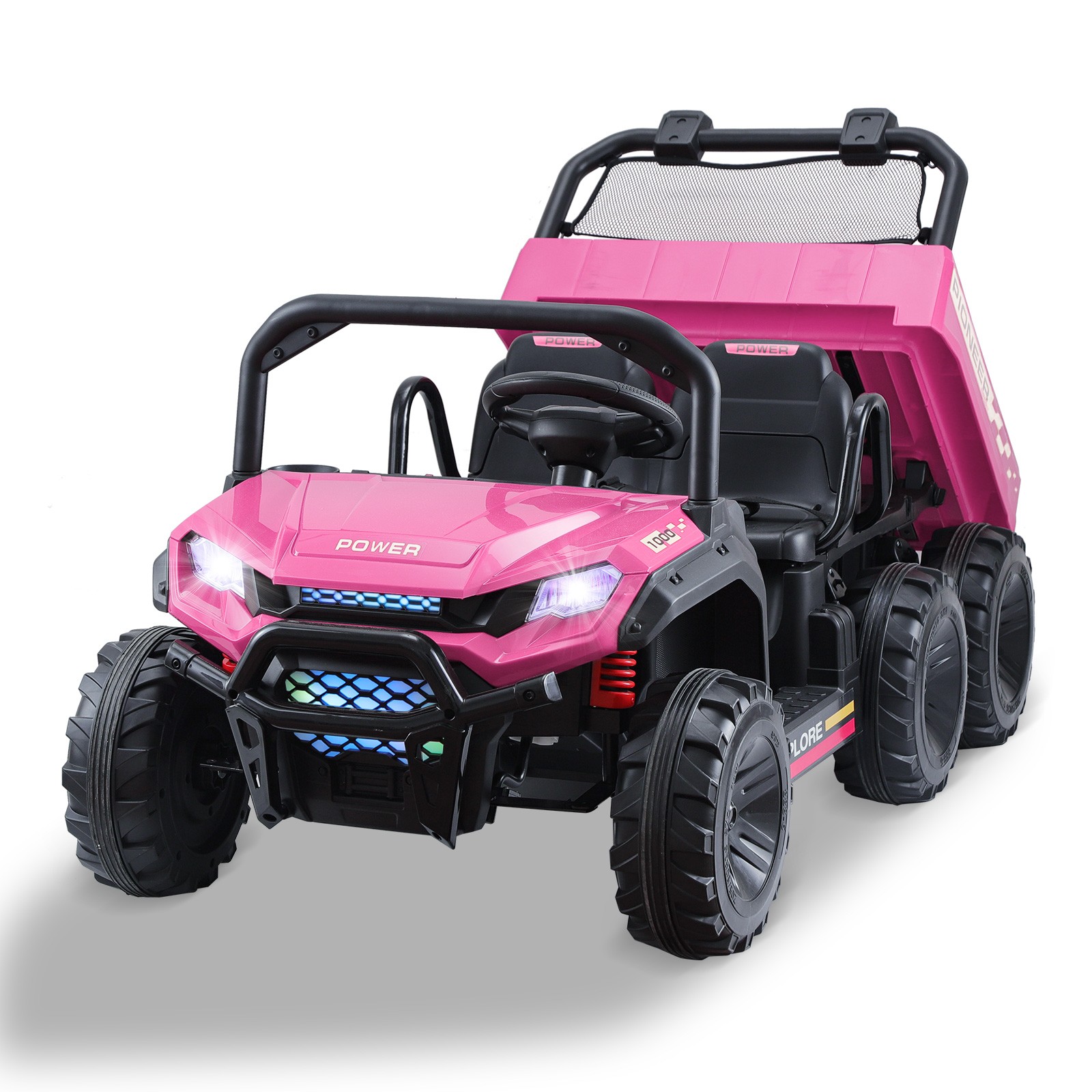 24V Kids Ride On Toys Dump Truck 2 Seater Battery Powered 4WD 6-Wheel Xmas Gift