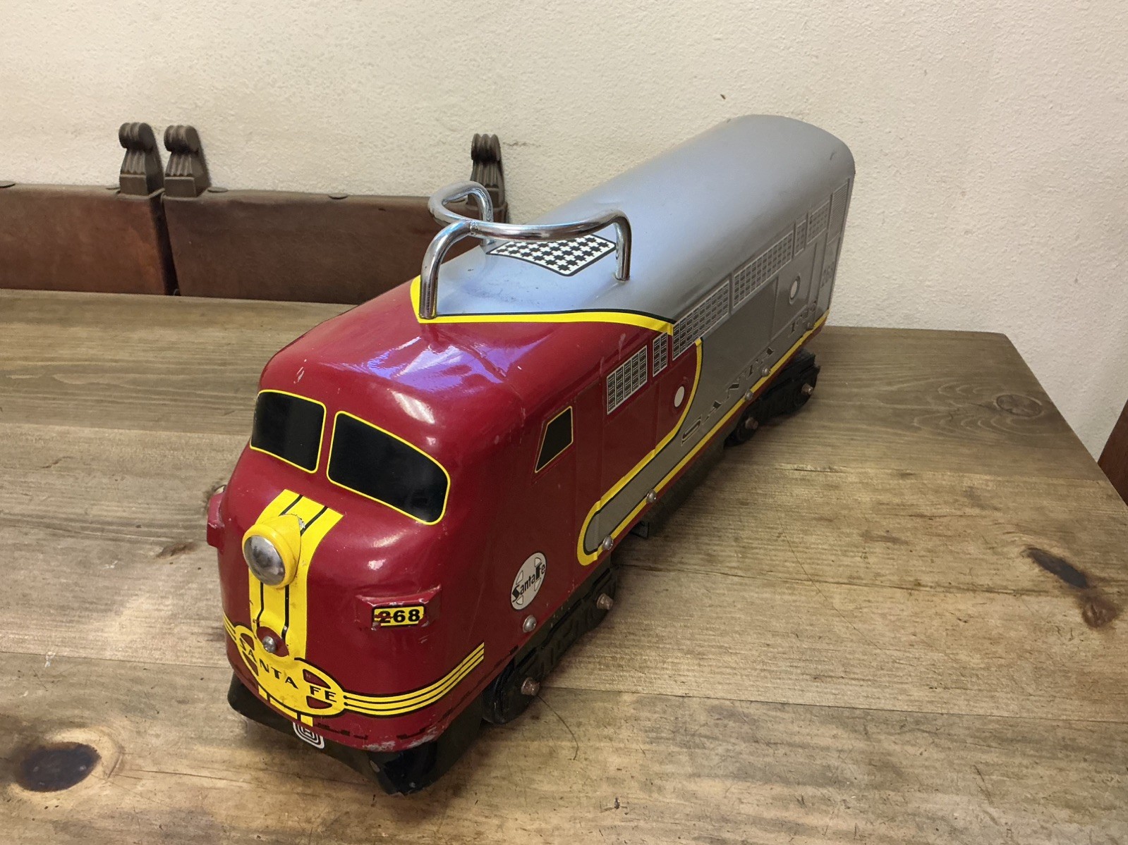 Santa Fe Toddler Ride On Train By Morgan Cycle Discontinued Metal Collectable