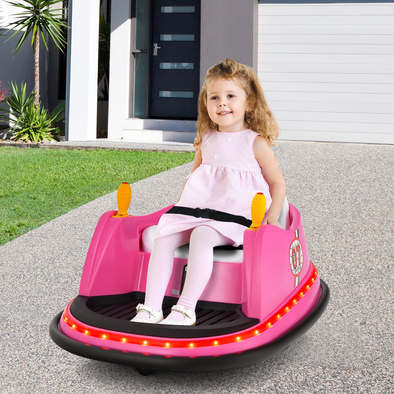 12V Vehicle 360° Spin Race Toy Kids Ride On Bumper Car w/ Remote Control Pink