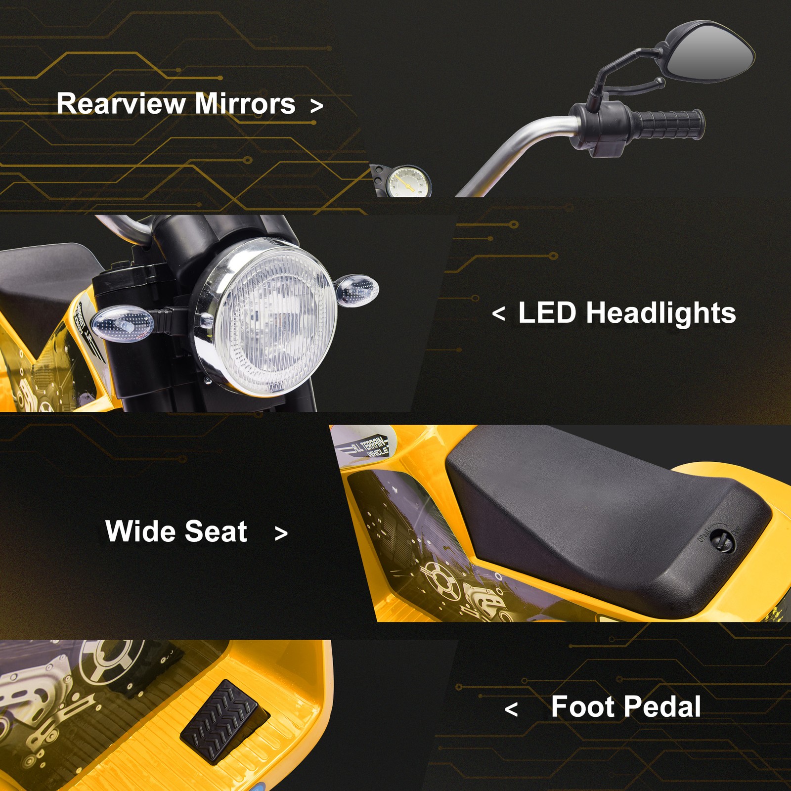 Kids 6V Electric Motorcycle Ride-On Toy Battery 18 – 36 Months Yellow
