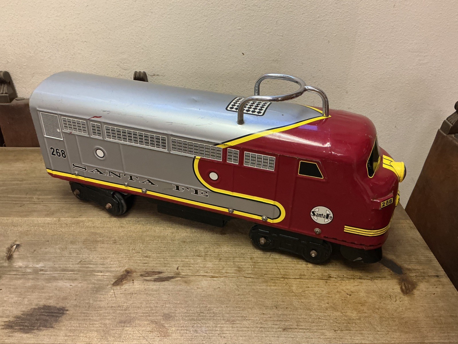 Santa Fe Toddler Ride On Train By Morgan Cycle Discontinued Metal Collectable