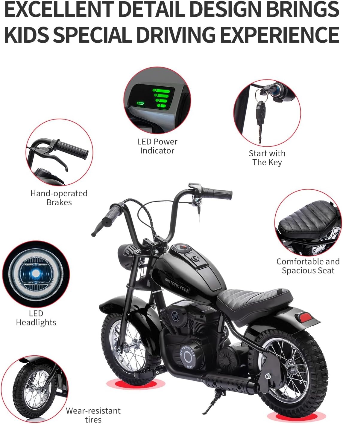 Kids Electric Dirt Bike Ages 8+,24v 250w,14MPH High Speed | LED Lights for Boys