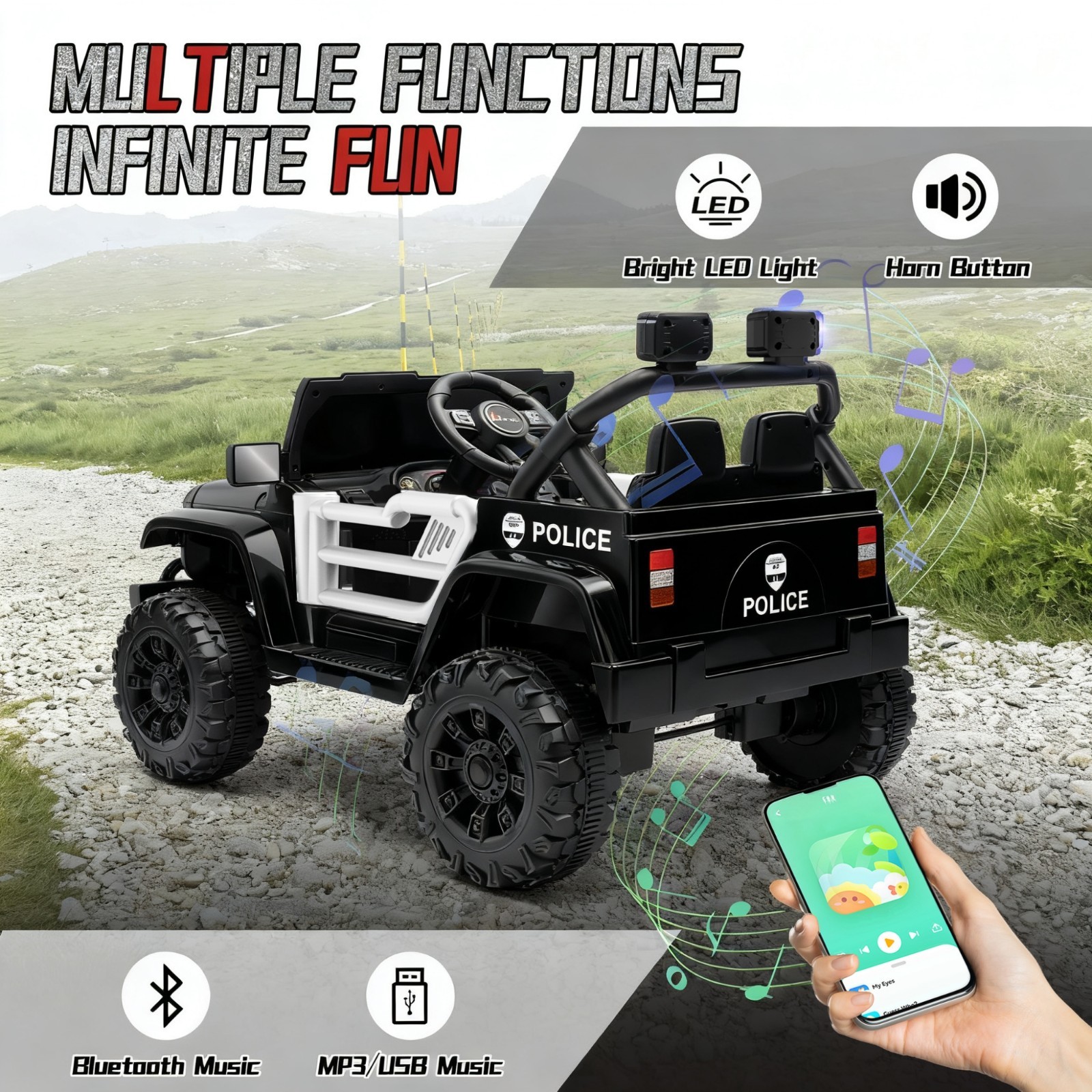 12V Kids Electric Car Ride on Toys w/Remote,Battery Powered Jeep for Boys Girls