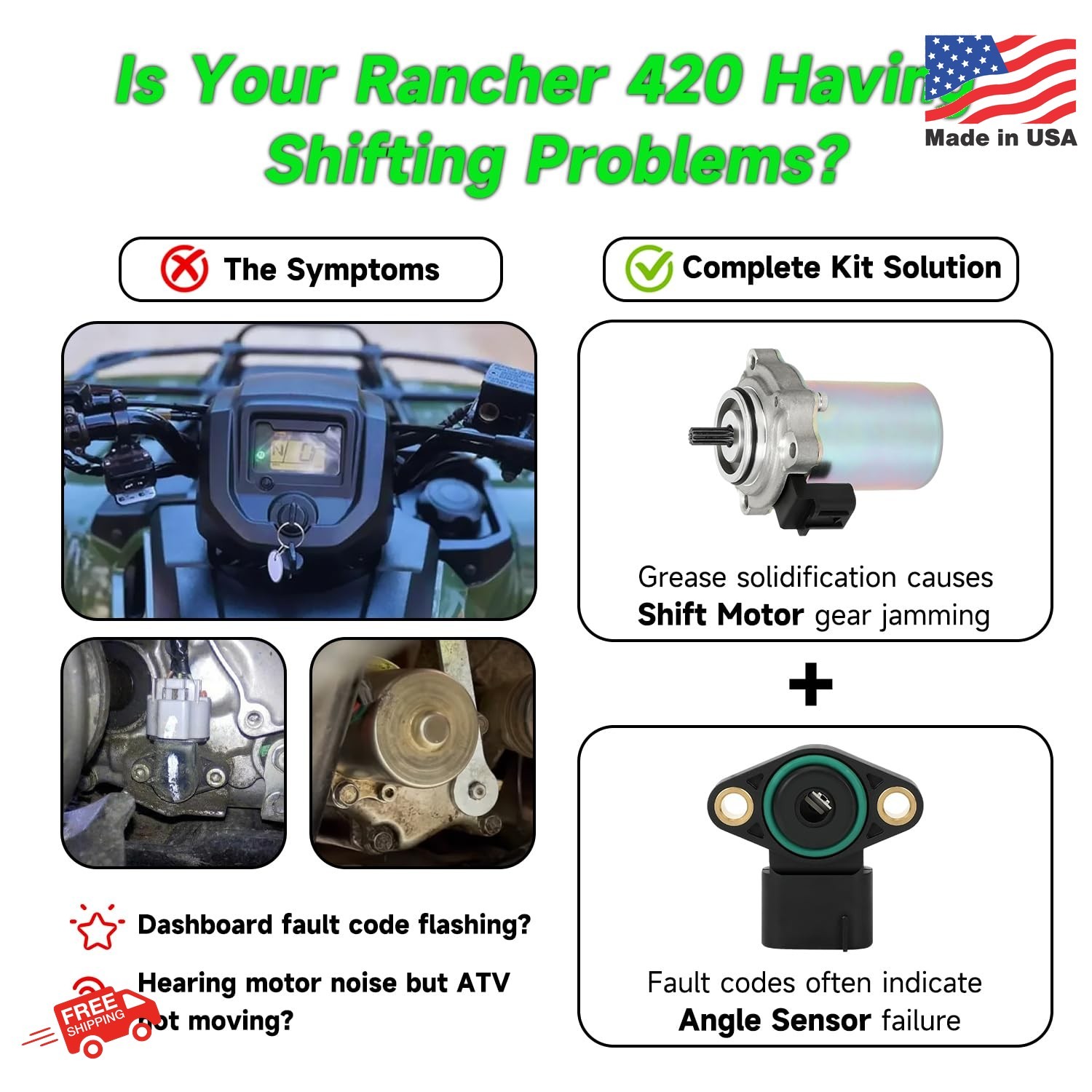 Electric Power Shift Motor Compatible with Rancher 420 TRX420TE Foreman Rubicon