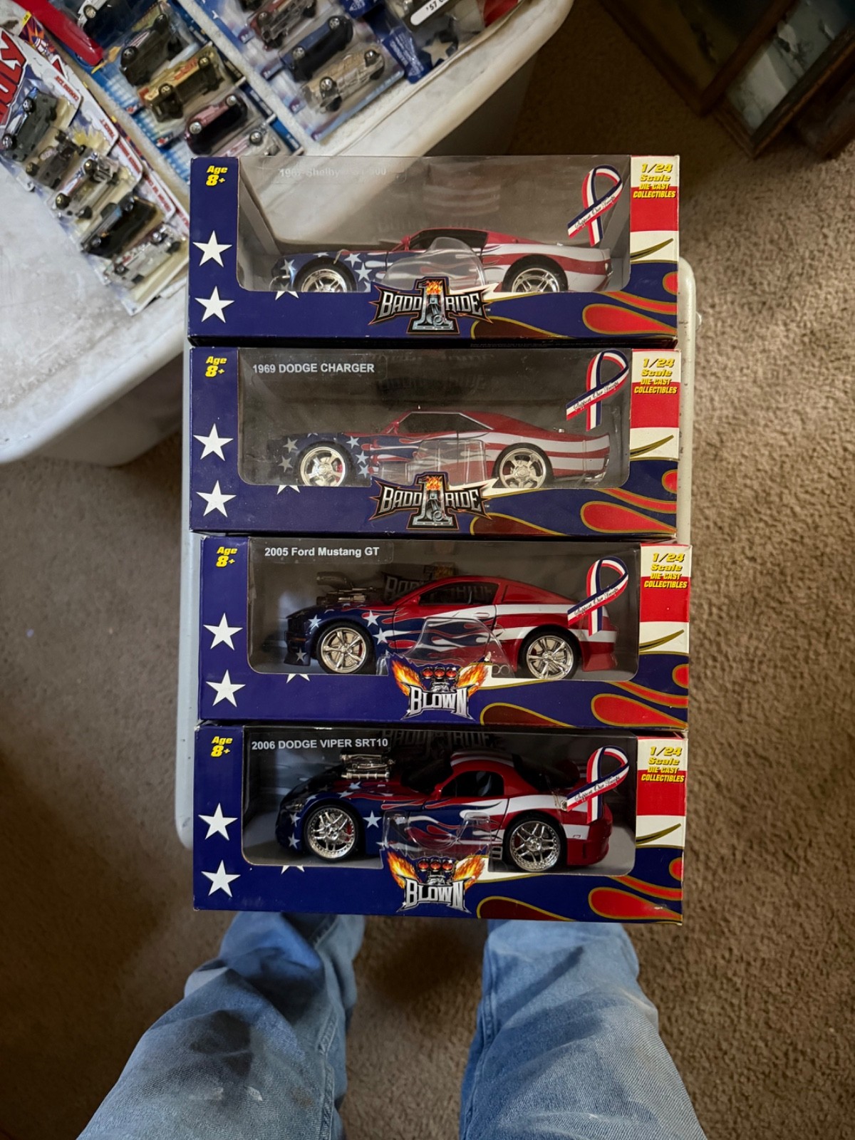 badd ride 1:24 red white & blue cars