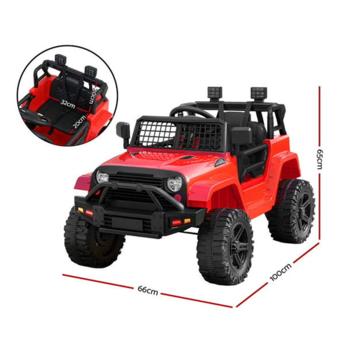 Ride On Jeep for Kids 12V Electric Toy Car Remote Control Red Vehicle
