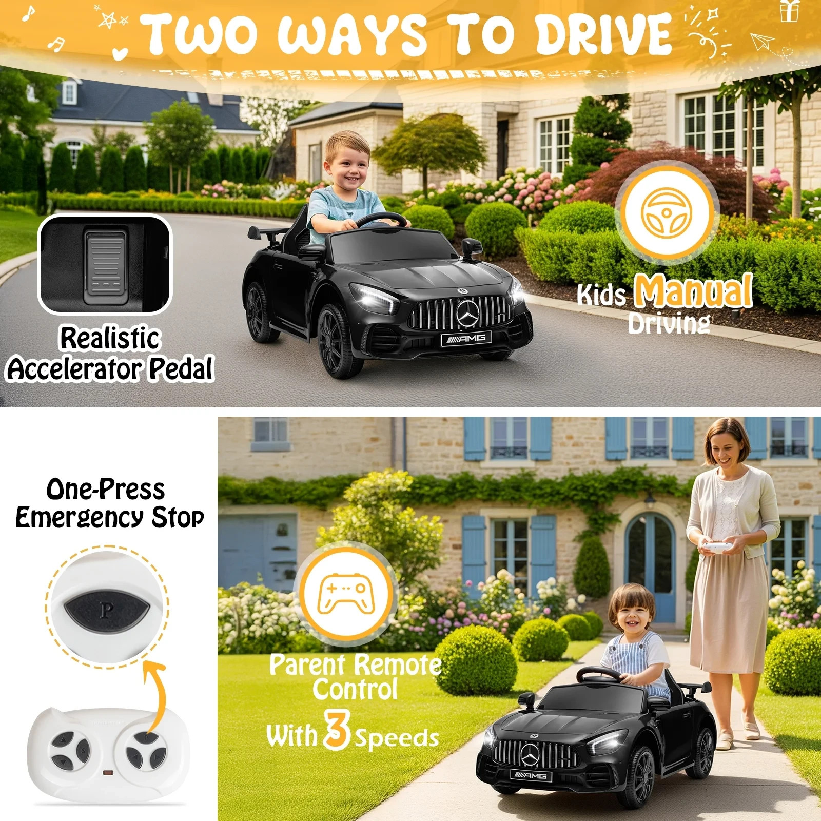 Mercedes-Benz AMG Licensed 12V Kids Ride on Car w/ Remote Bluetooth Enabled