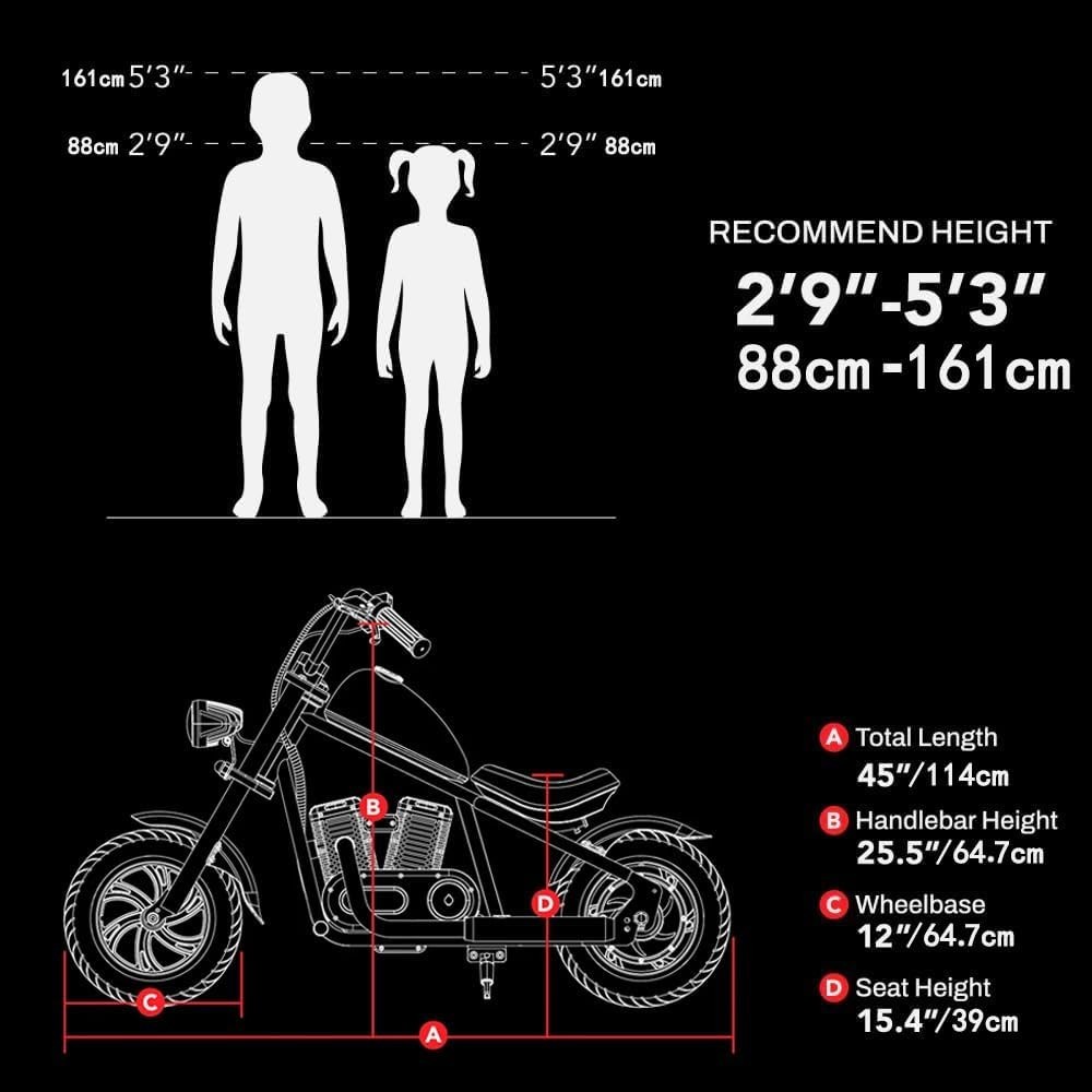 HYPER GOGO Cruiser 12 Kids Electric Motorcycle Mini Motorcycle for 6 Years +