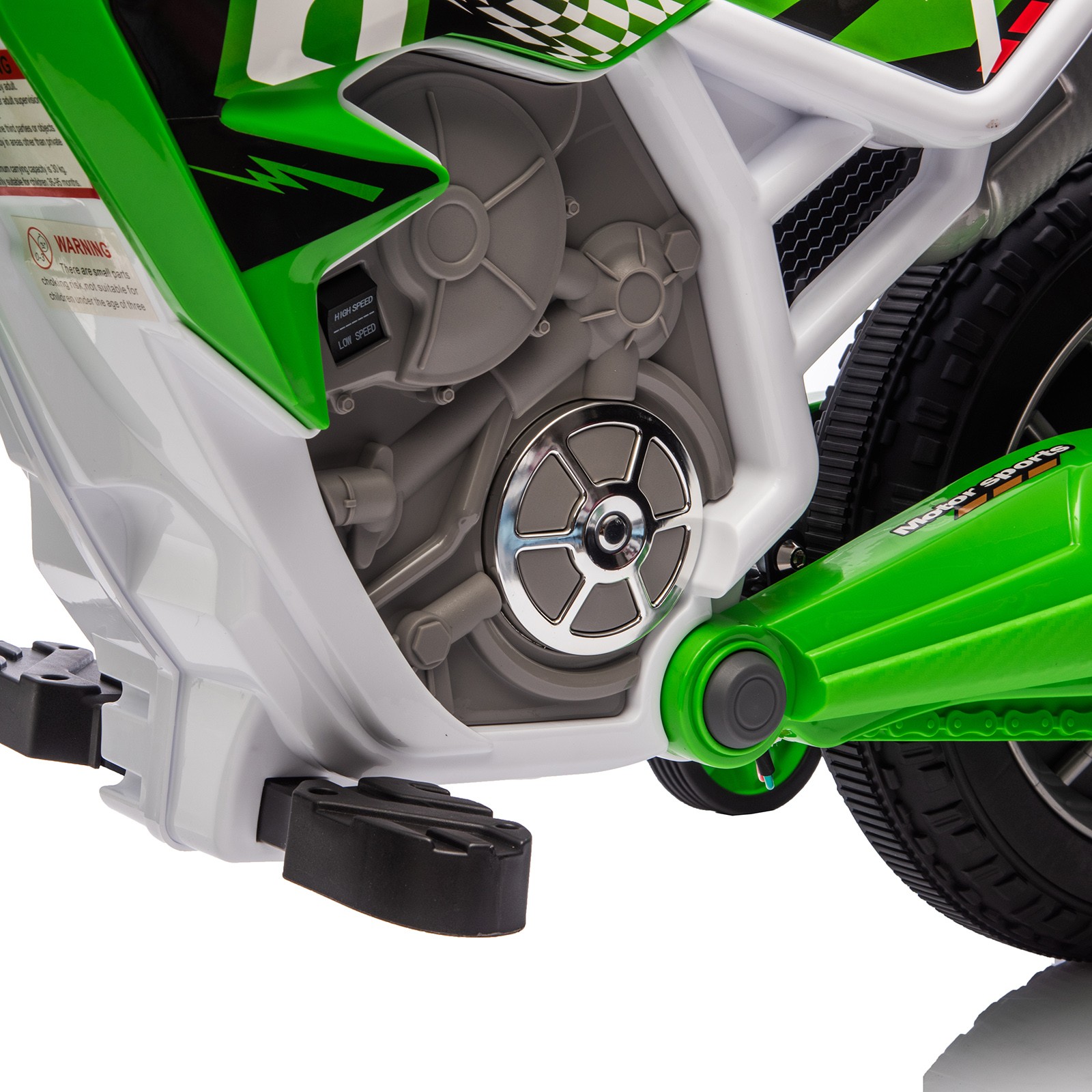 12V Kids Ride On Motorbike Motorcycle Dirt Bike with Music,Training Wheels Green