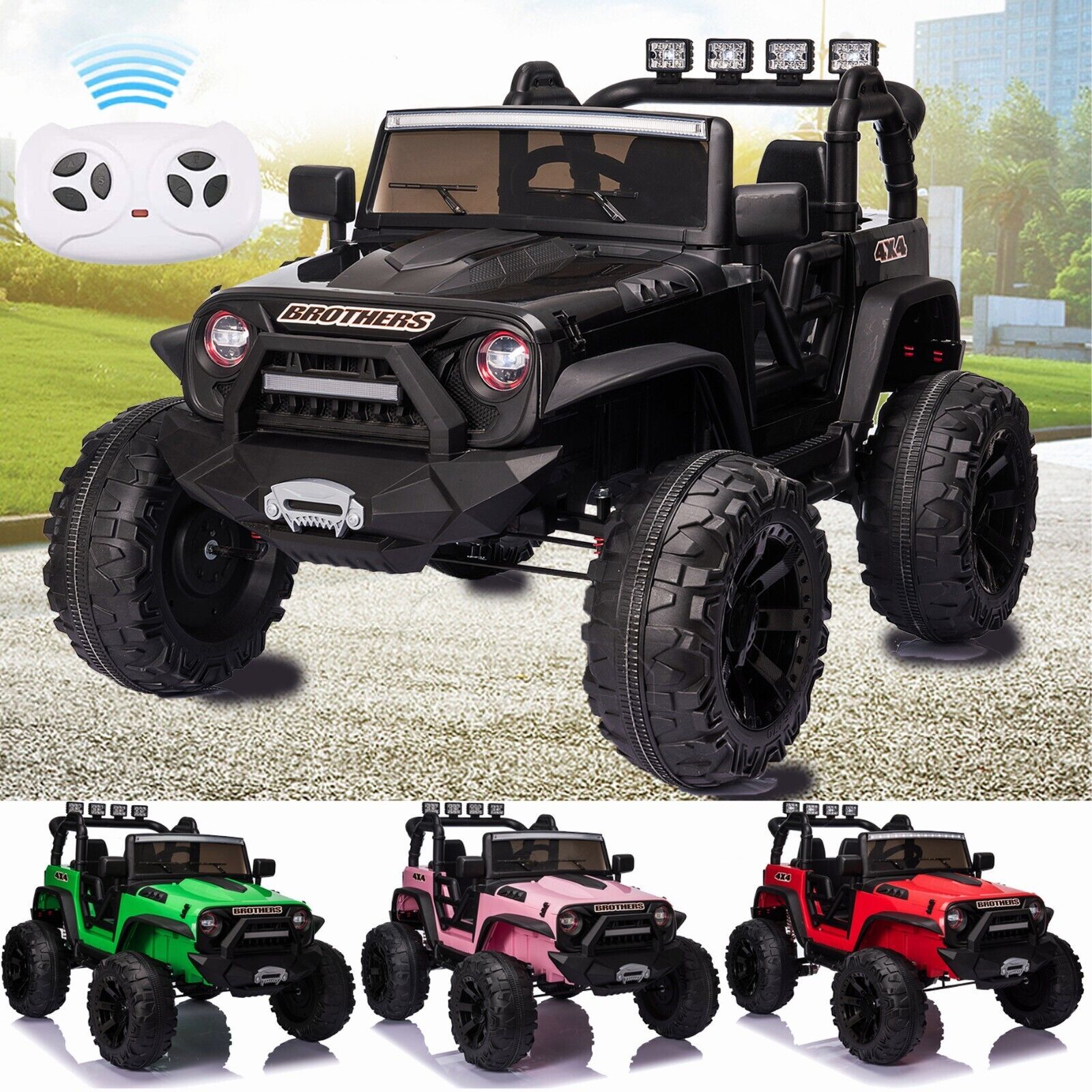 24V Kids Car Toy Ride on Truck Power Wheels w/Remote 2.4G Bluetooth LED Lights-