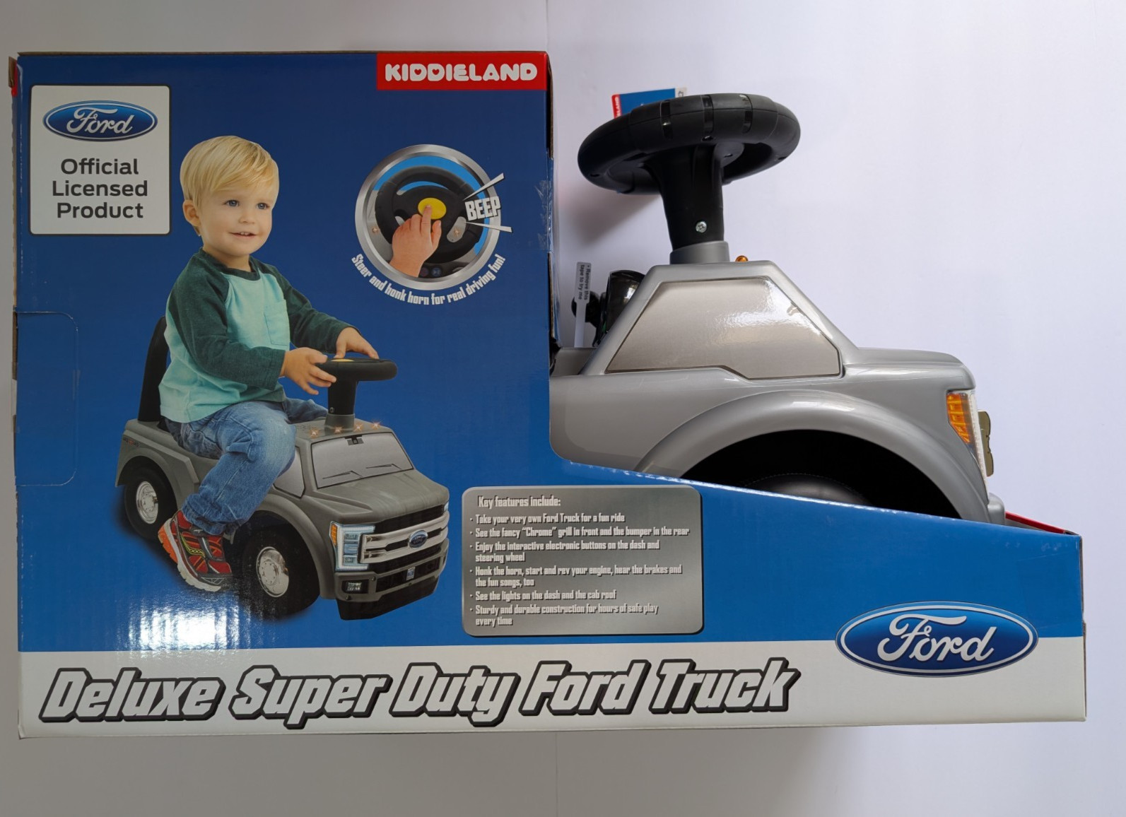 Kiddieland Deluxe Super Duty Ford Truck Ride On Toy Lights Sounds Kids 12-36M