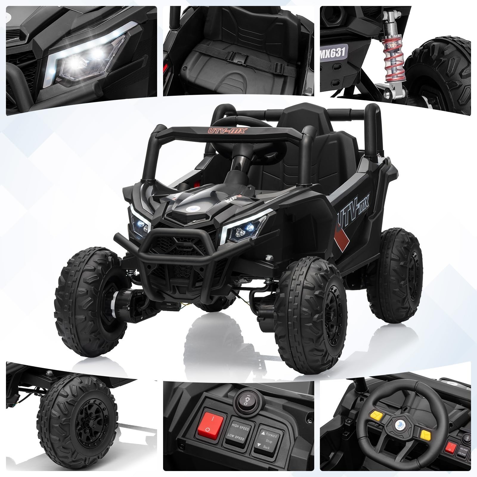 12V Kids 2WD Switchable Ride On Car Truck Electric Off-Road UTV with Remote