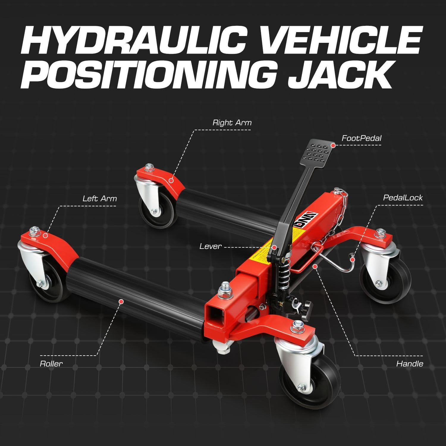 2Pcs Car Wheel Dolly Jack Set Hydraulic 1500 Lbs Car Skates, 12” Wheel Vehicle