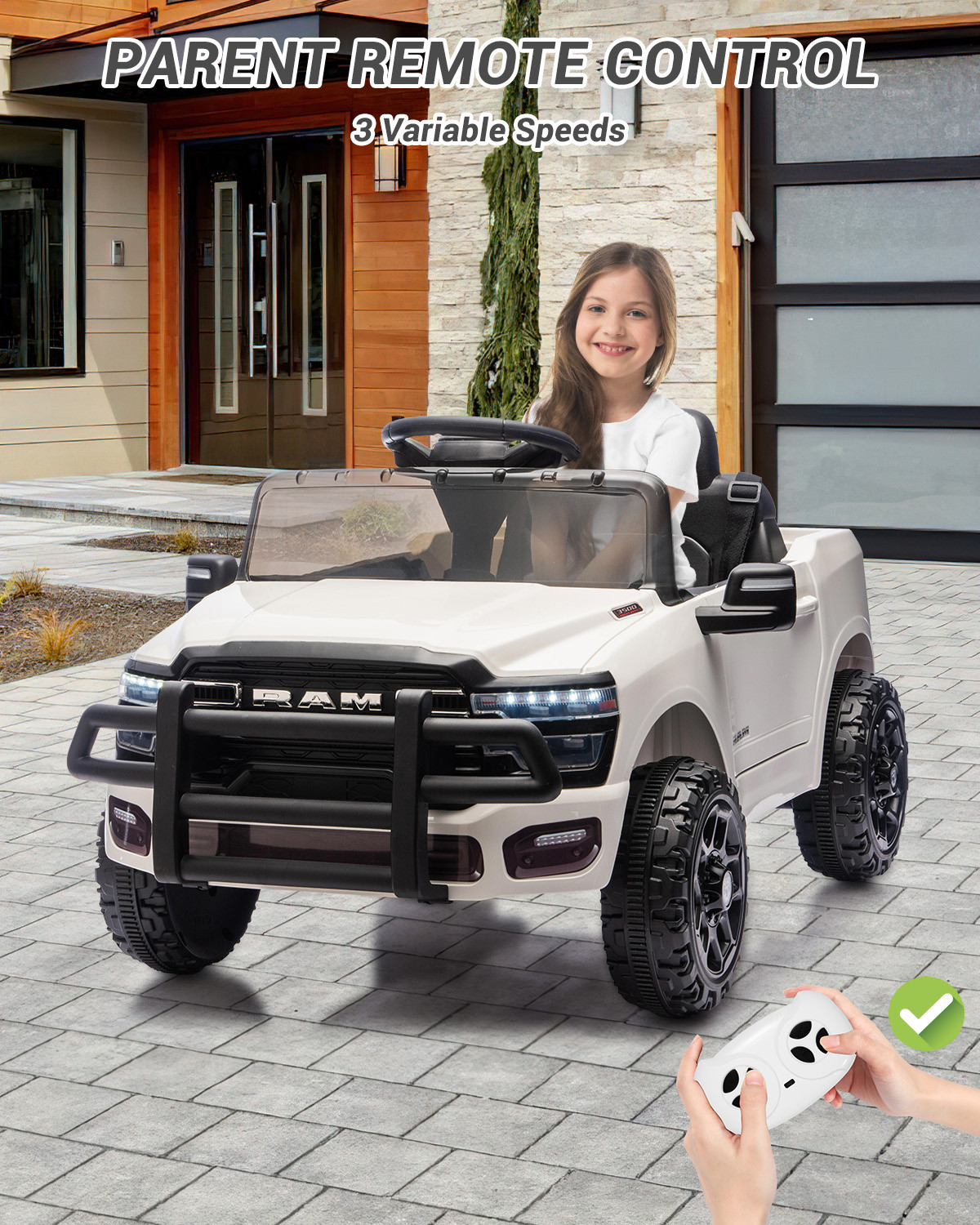 Kids Electric Truck Car w/ Remote Control, Ride On Toys for Boys Girls Children