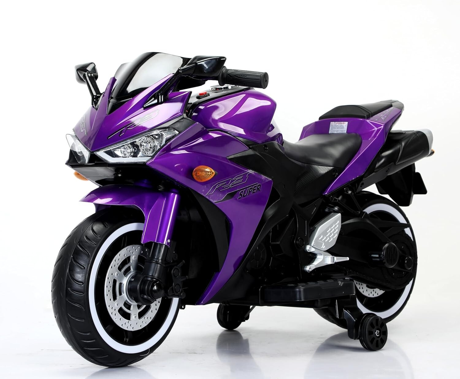 Kids Electric Motorcycle with Trainning Wheels for 3-8 Years Boys Girls,Purple