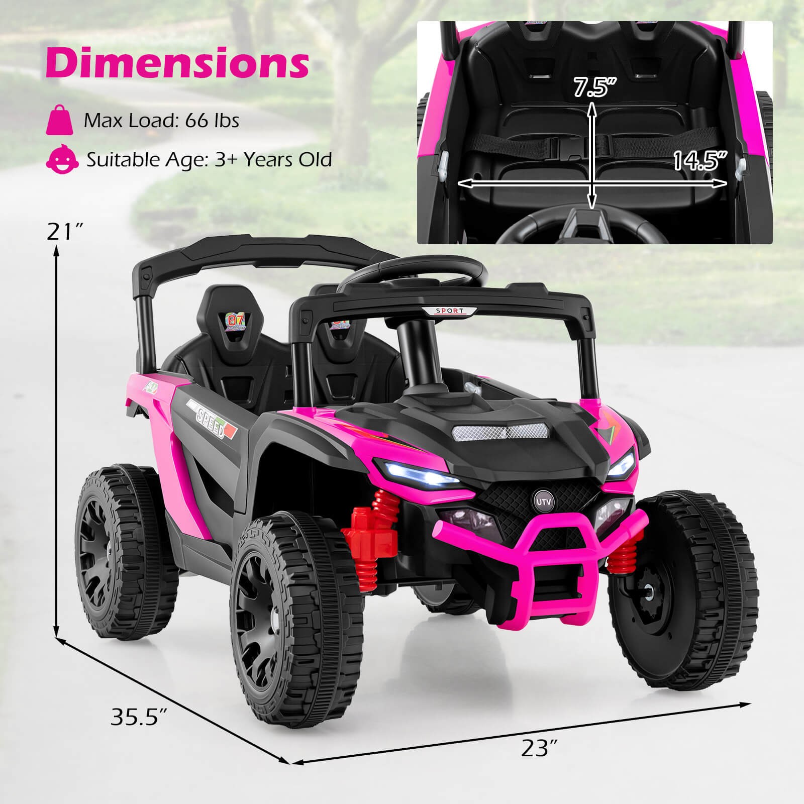 12V Kids Ride On Car Battery Powered Electric Remote Control LED Lights Music