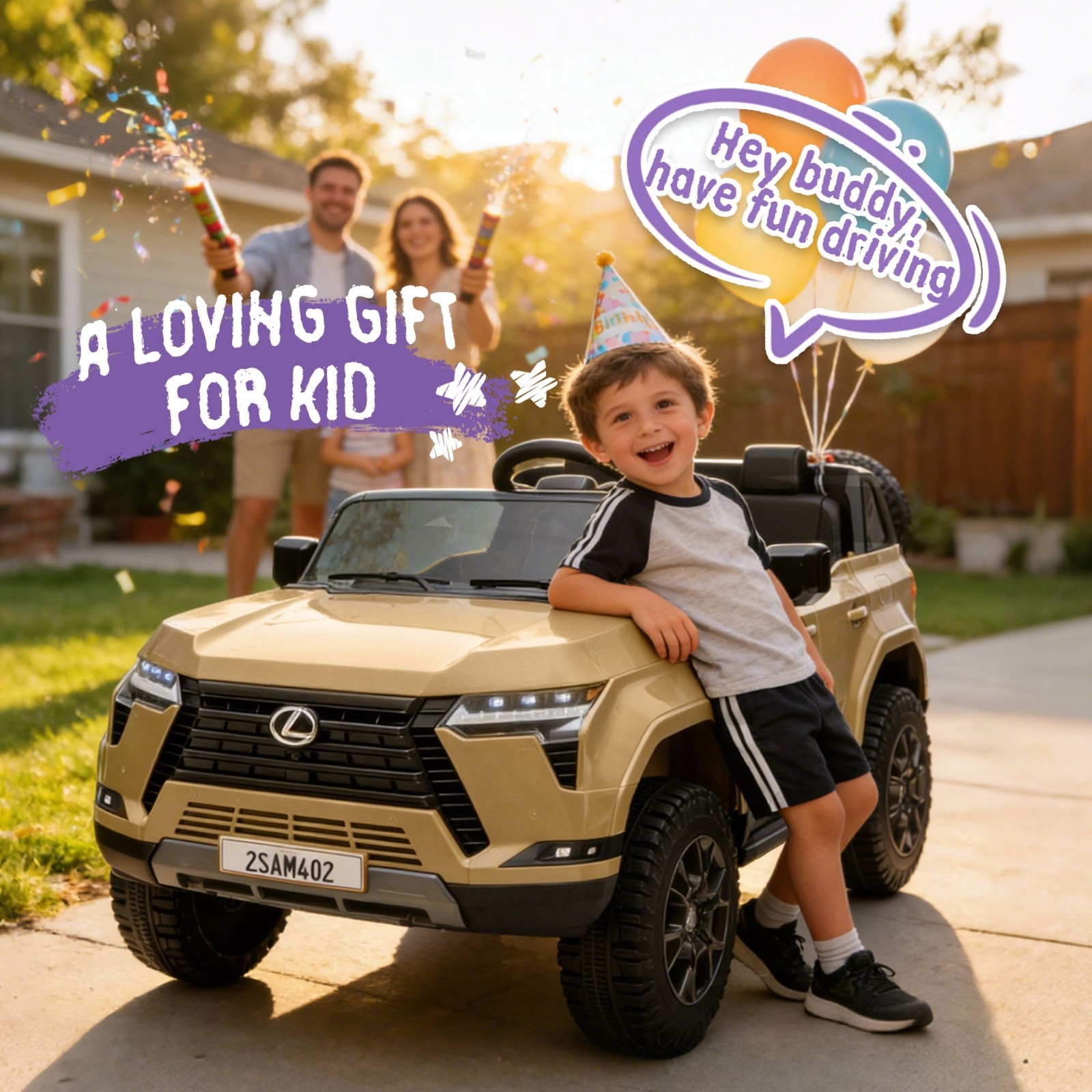 Lexus GX550 24V Kids Ride On Car 2-Seater Electric Truck Toy 3.73MPH with Remote