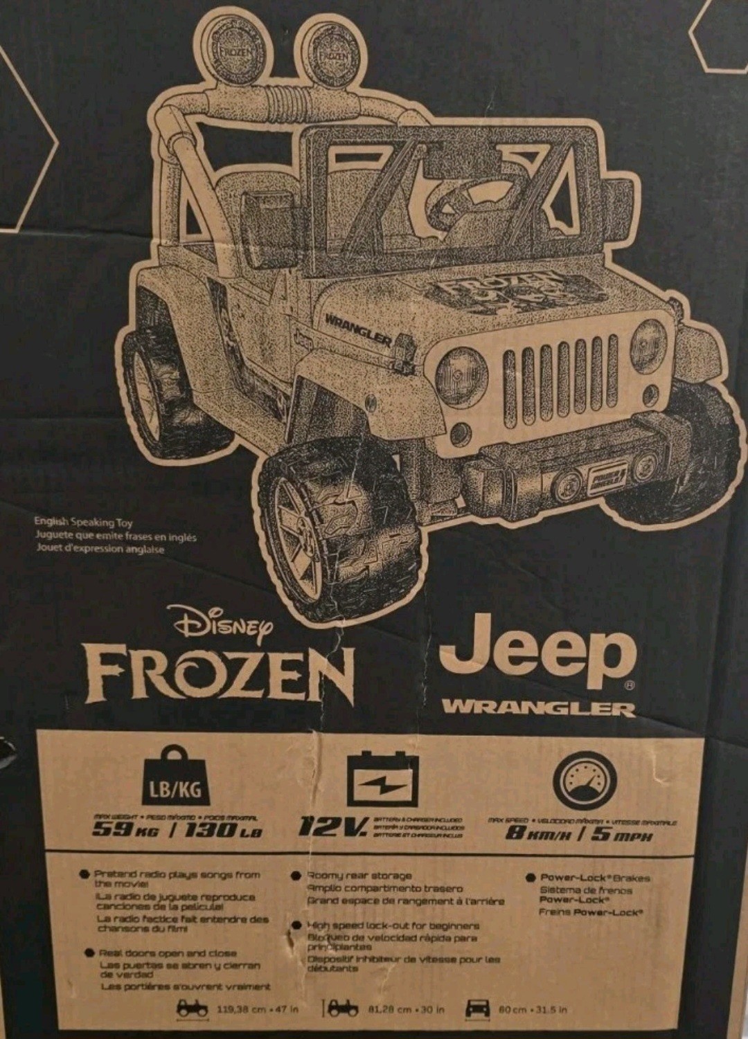 PowerWheels Disney Frozen Jeep Wrangler 12V Battery Powered Ride On Ages 3+ NEW