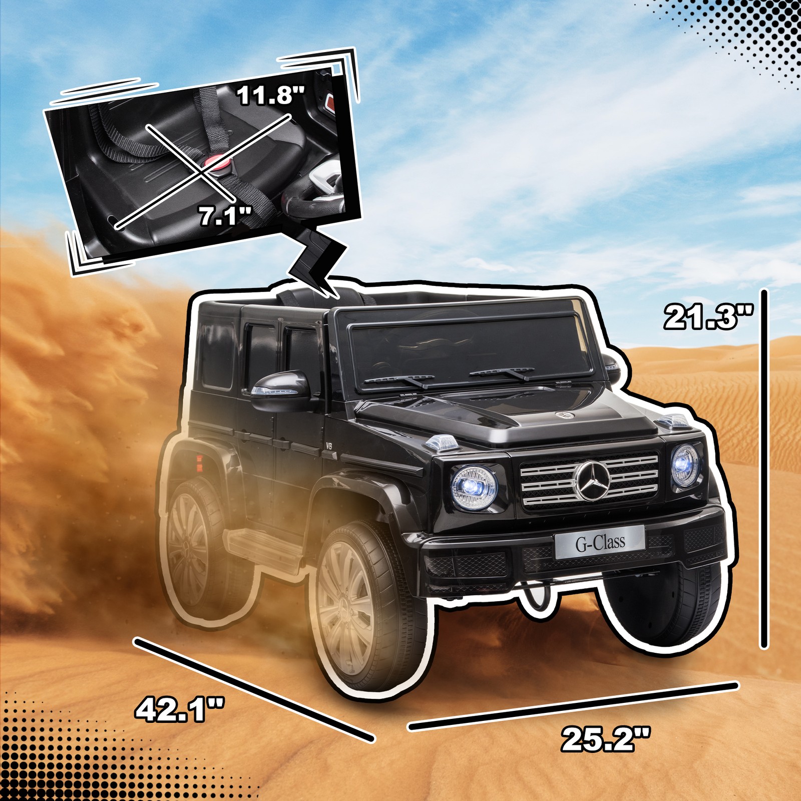 Mercedes Benz G500 Outdoor Electric Kids Car w/ Bright Headlights & Suspension
