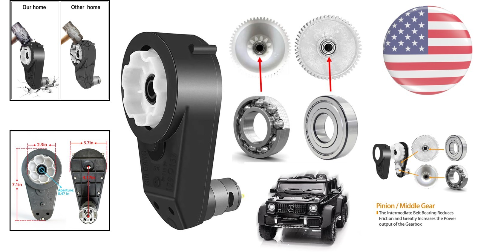 High-Speed 12V Gearbox Motor Upgrade for Kids’ Electric Ride-On Toys, 40000 RPM
