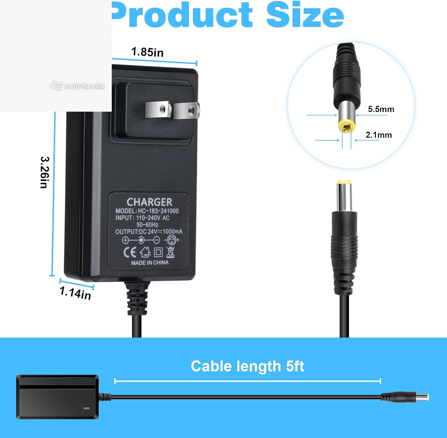 24V Charger for Kids Ride on Car 24 Volt Battery Charger for Ride on Toys Kid Tr