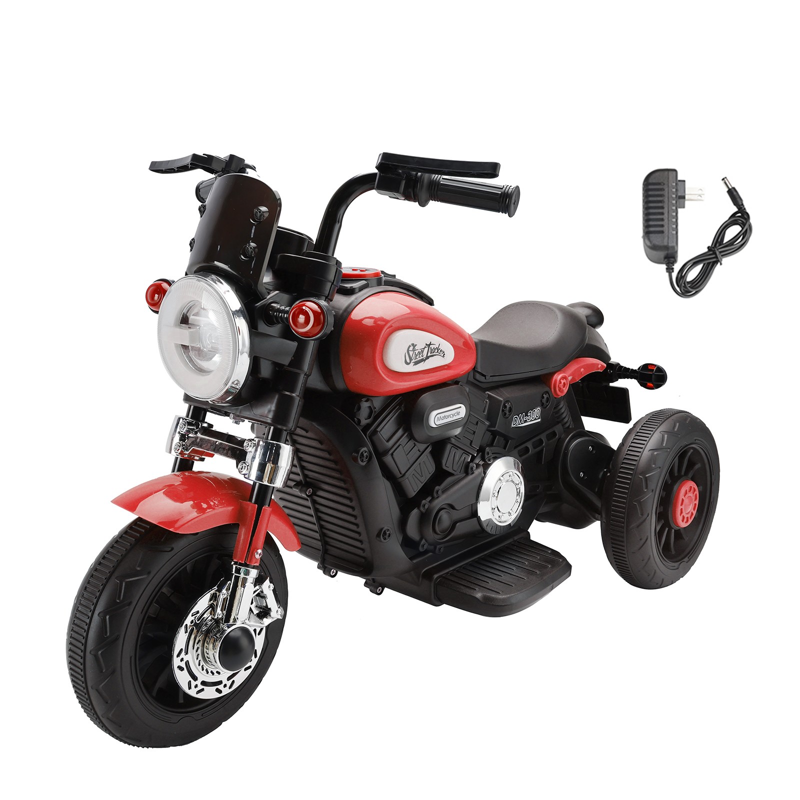 3 Wheel Kids Ride On Motorcycle 6V Powered Electric Dual Drive Toy Car Red US