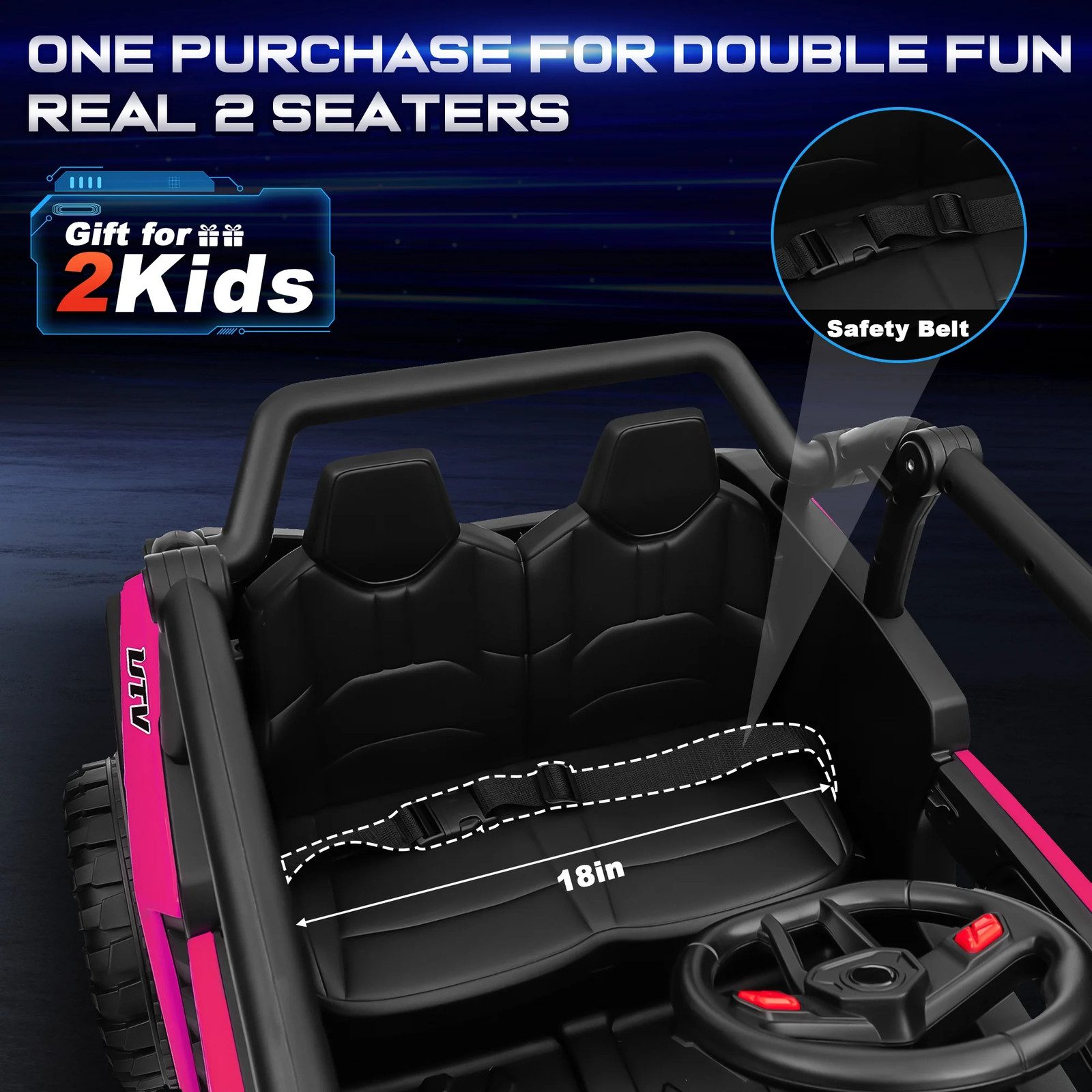 4WD 24V Ride on Toys for Kids with Remote Control, 2 Seater Electric Vehicle wi
