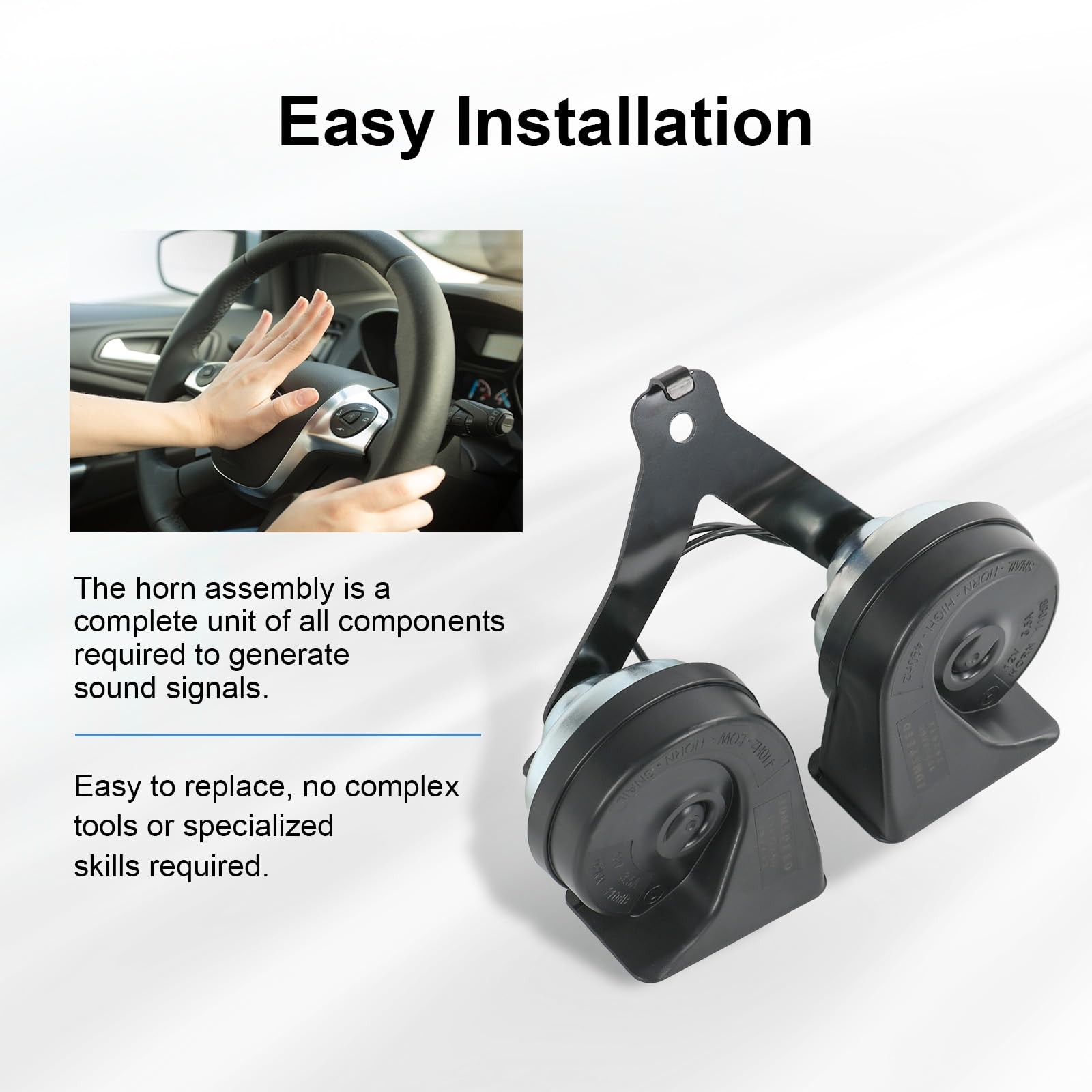 Horn Assembly with Bracket Dual Note Horn Level 2 with Ford F-150 2015-2022 E…