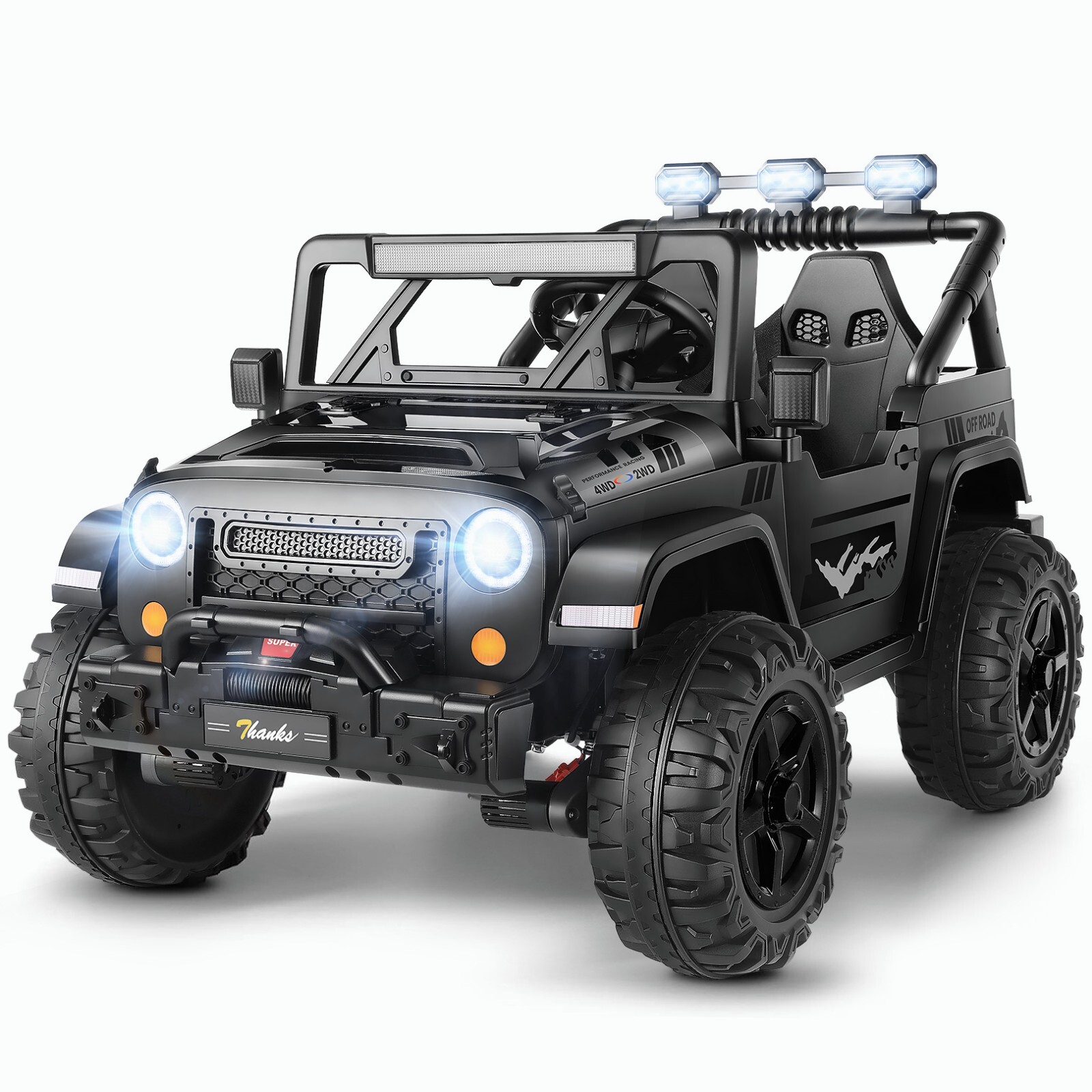24V 4WD Ride on Cars with Remote Control, 2 Seater Power Wheels w/ 4*200W Motor