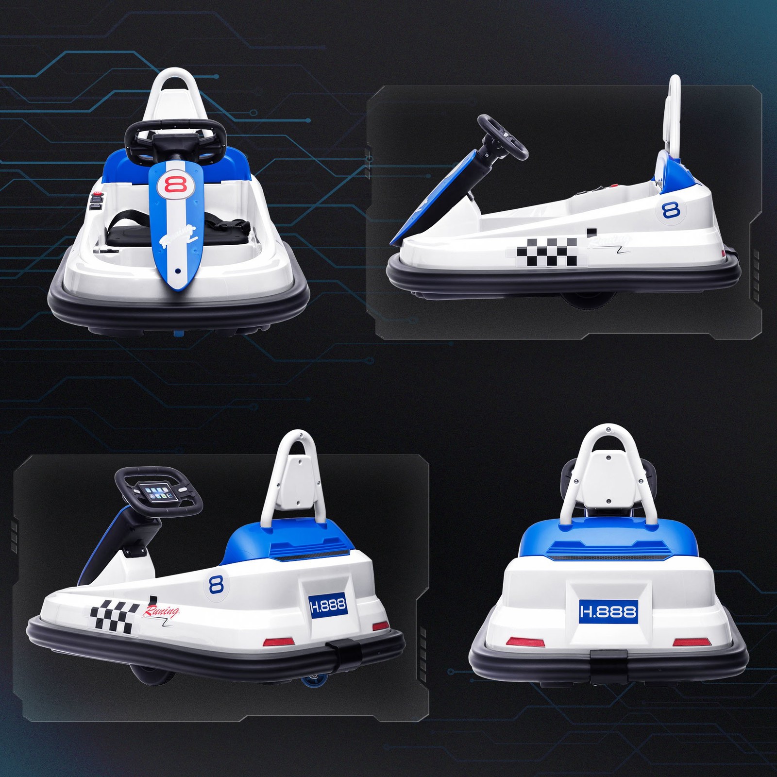 Bumper Car for Kids, 360° Rotation 6V Electric Ride On Bumper White
