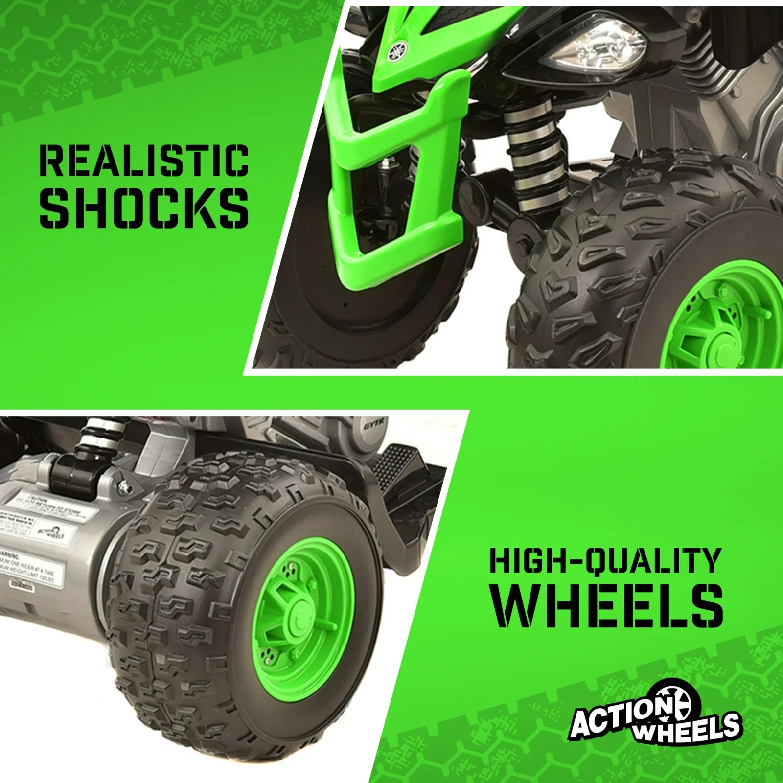 Yamaha Raptor ATV 12V All-Terrain Battery-Powered Ride-On, Green, Ages 3+