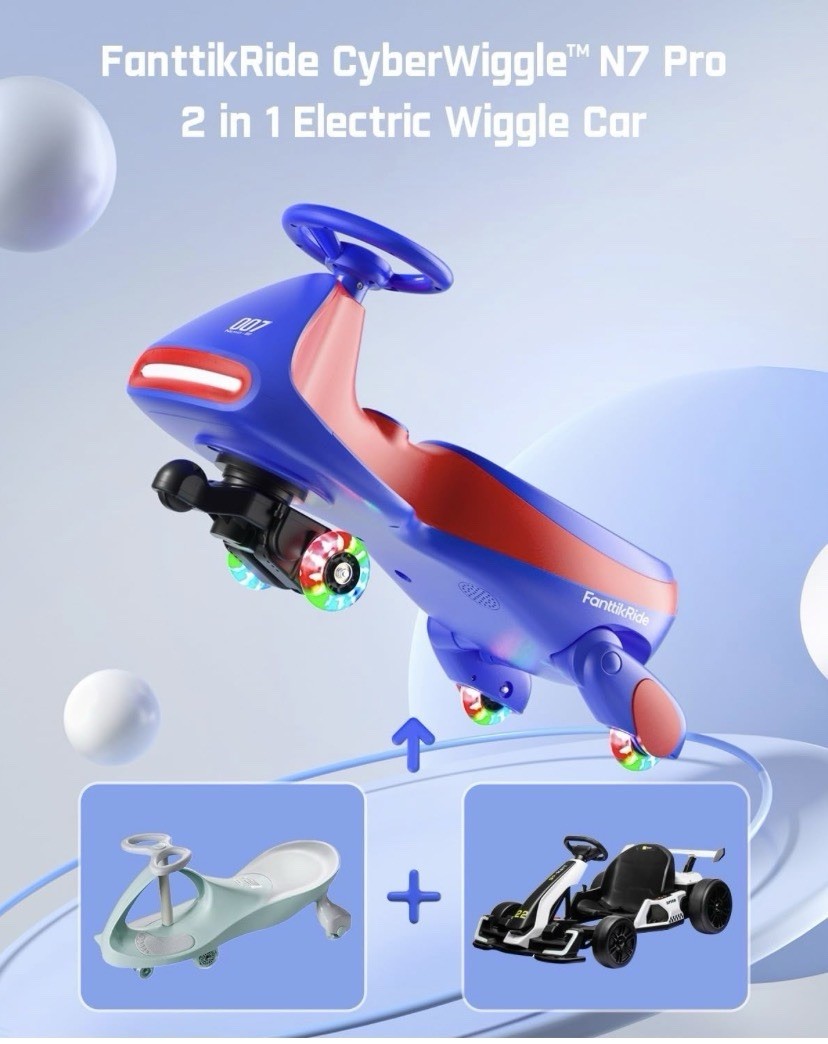 12V N7 Pro Electric Wiggle Car With Pedal Rechargeable Battery 2 In 1 Swing