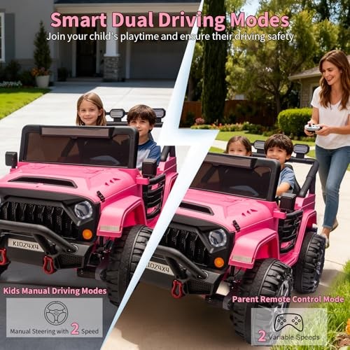 Kids 24V 2-Seater Electric Ride-On Car – 4×4 Truck – Remote Pink – Remote