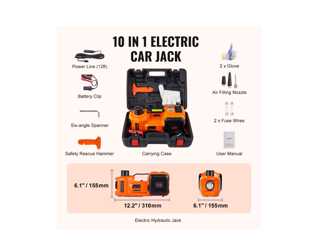 Gato Hidraulico Electrico 12V 5 Toneladas Elevador Hidráulico Para Carro Autos