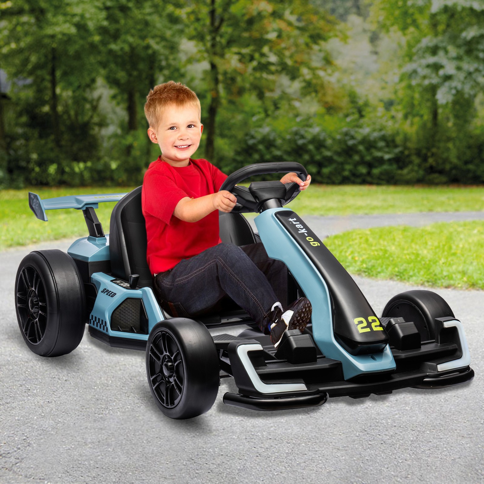 24V Kids Go Kart,300W Powerful Electric Drift Kart Car Toys with Adjustable Seat