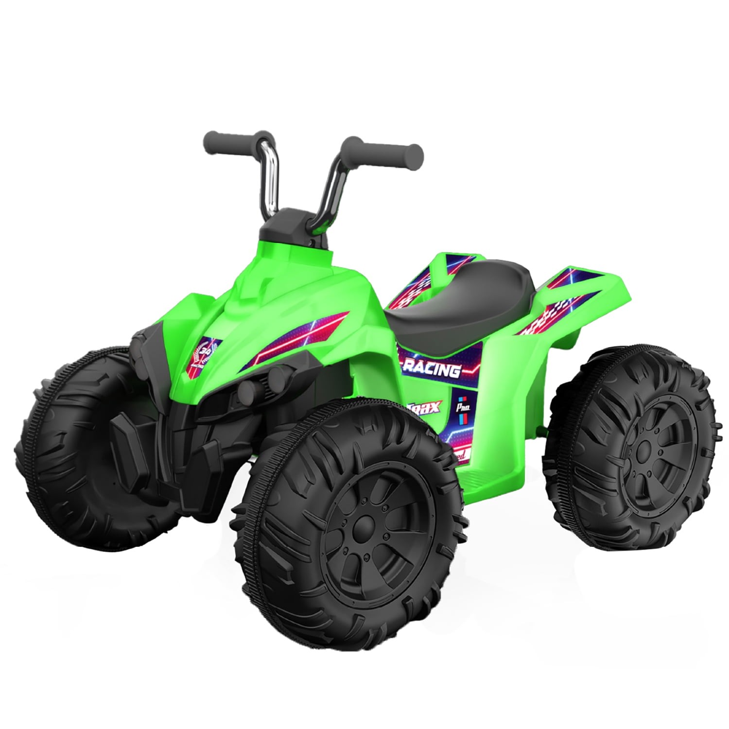 Kid Trax 12V Glow ATV Ride-On Toy, Green, with LED Lights, Rechargeable Battery,