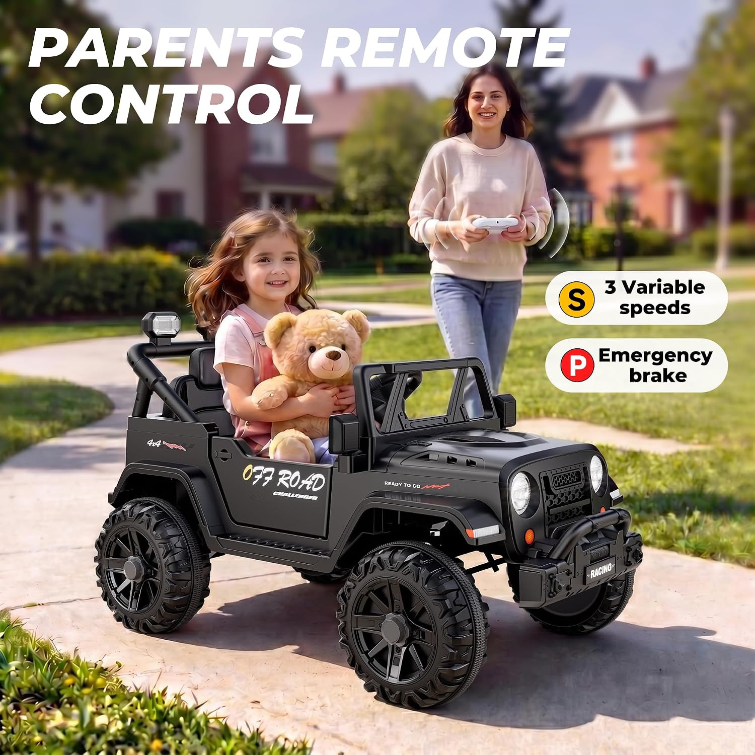 12V Ride on Truck Car with Remote Control, Kids Electric Vehicles with Bluetooth