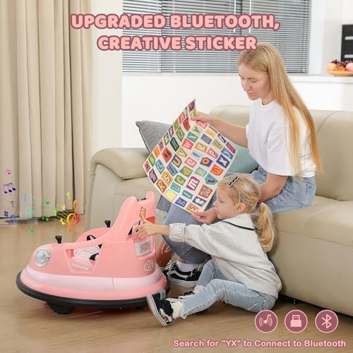 Bumper Car for Kids,1.9mph Max,12V Toddler Ride on Toys with Remote Pink