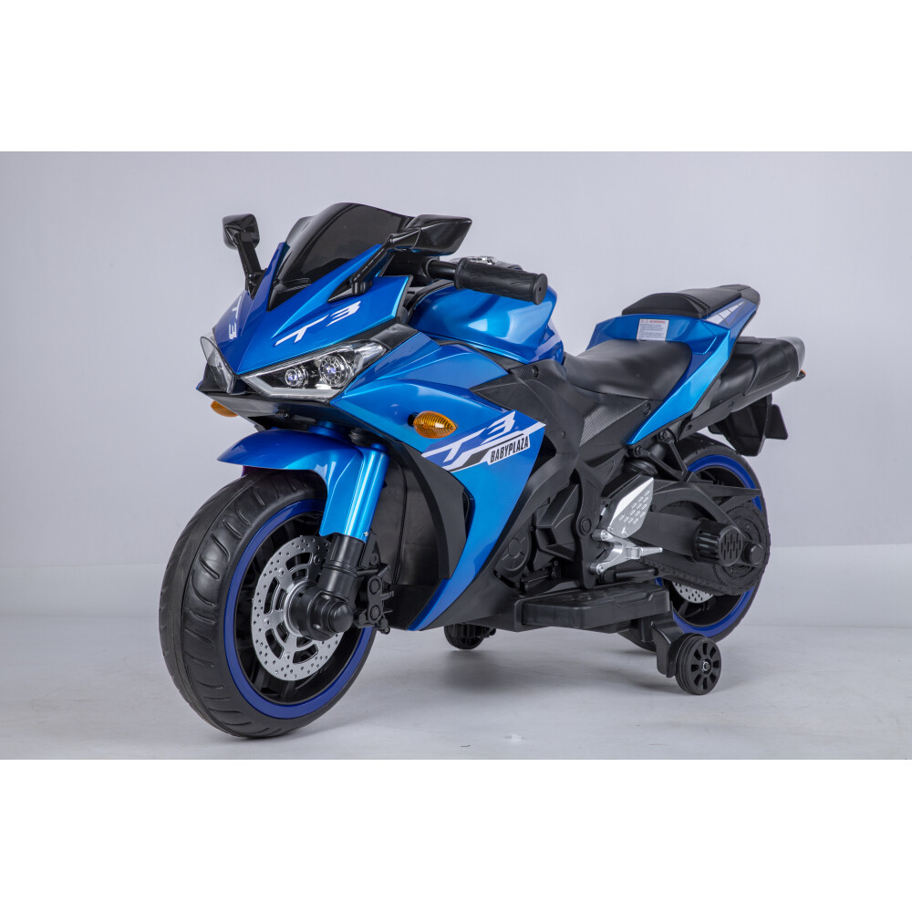 Kids Motorcycle 12V for Age 3-6 Training Lighting Wheels Manual Throttle by Hand