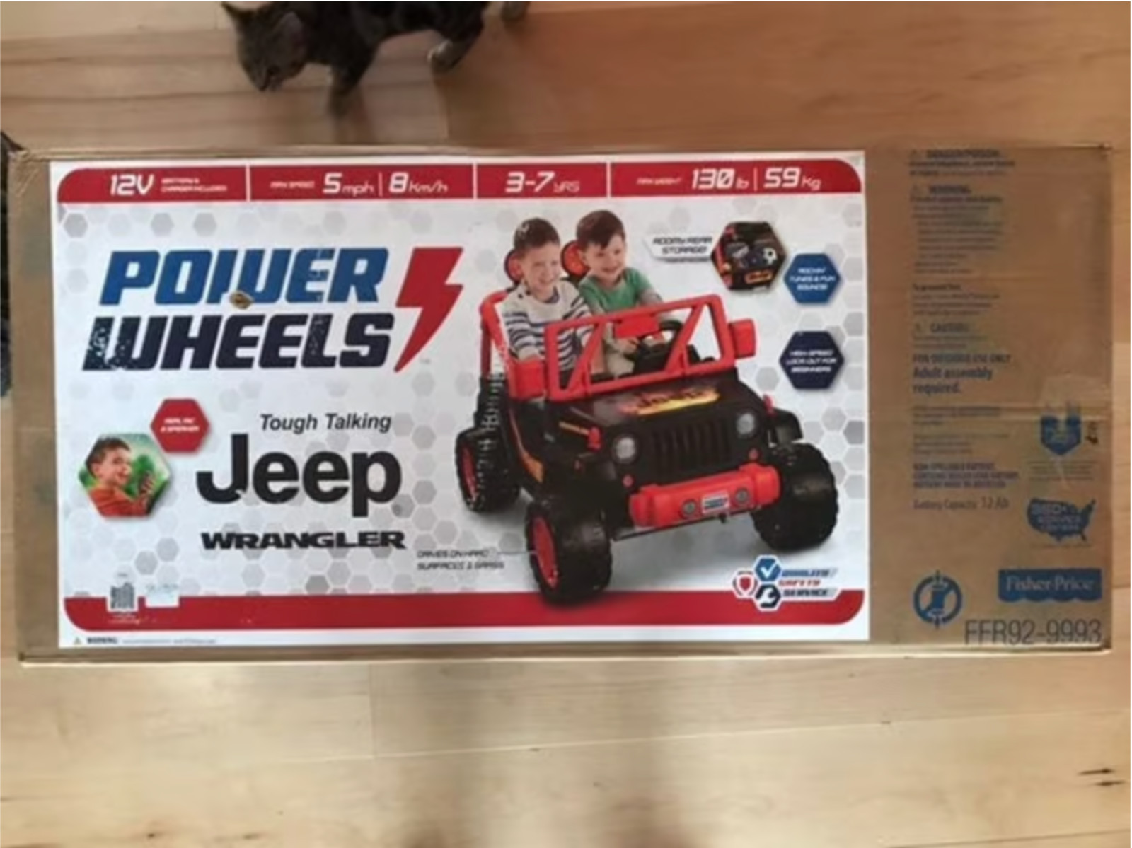 Power Wheels 12V Tough Talking Jeep Powered Ride-On – Black/Red FFR92-9993