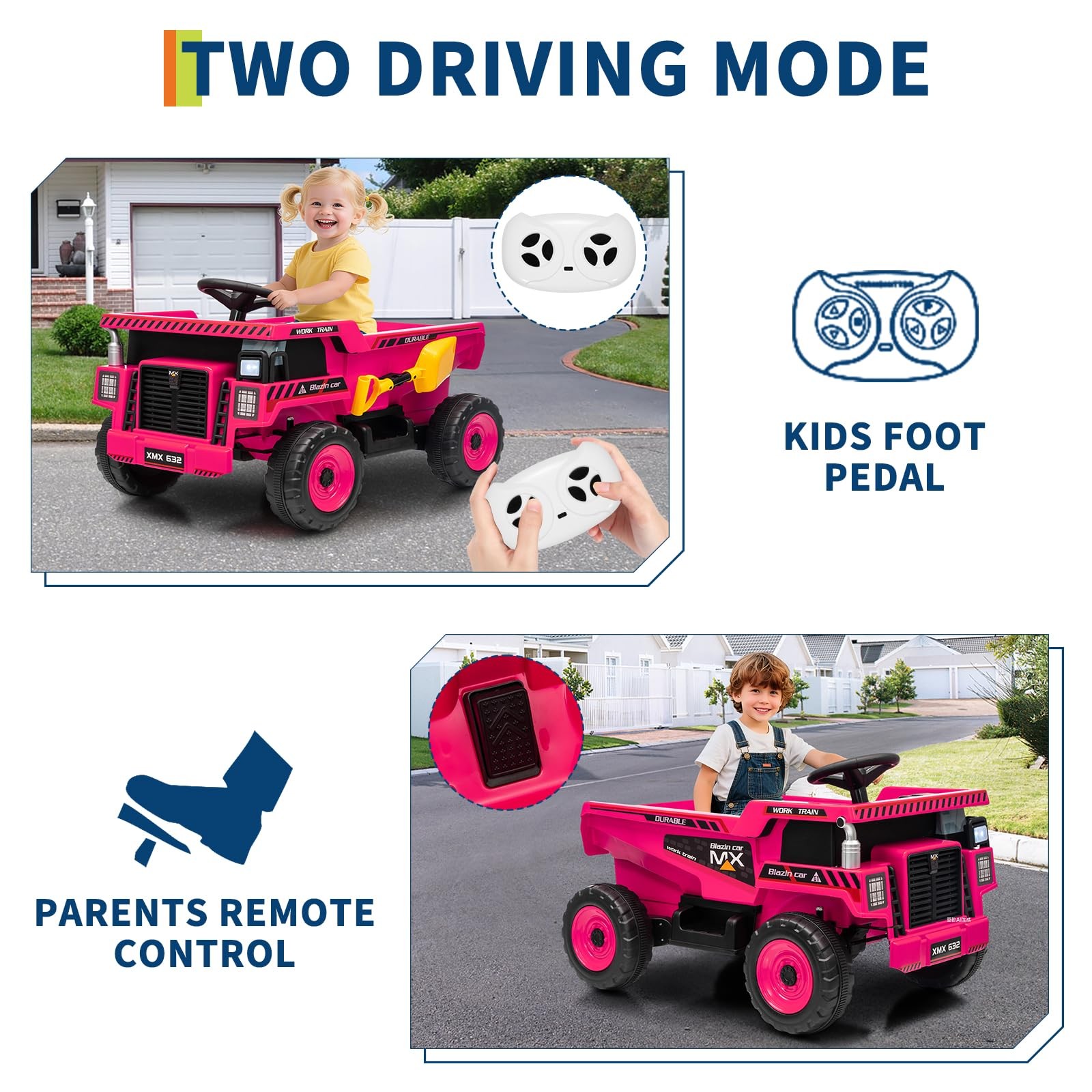 Garvee 12V Ride On Dump Truck for Kids, Ride On Car with Remote Control