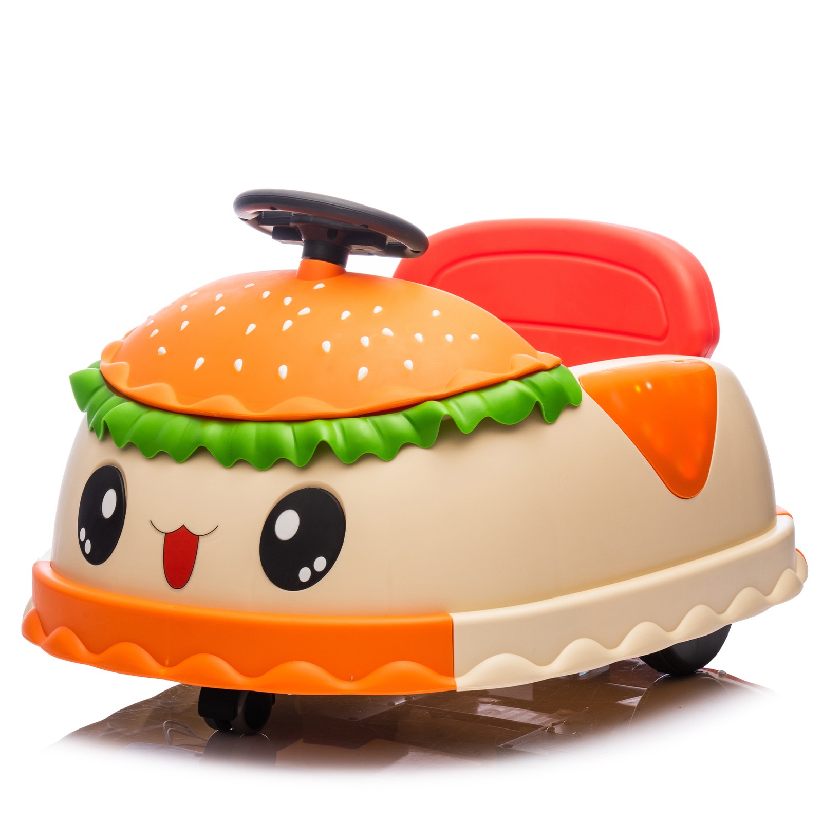 12V Kids Ride On Electric Bumper Car Cute Hamburger Design Storing Space For 2-5