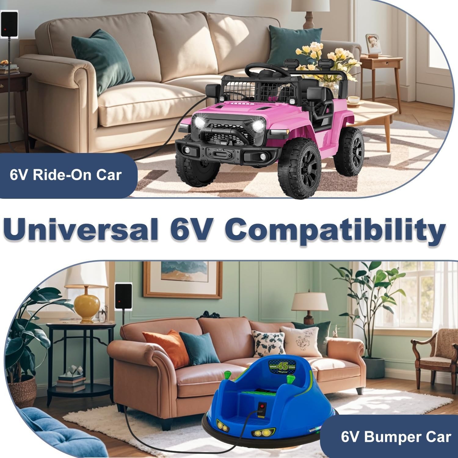 6V Battery Charger for Ride On Toys Universal 6 Volt Bumper Car for…