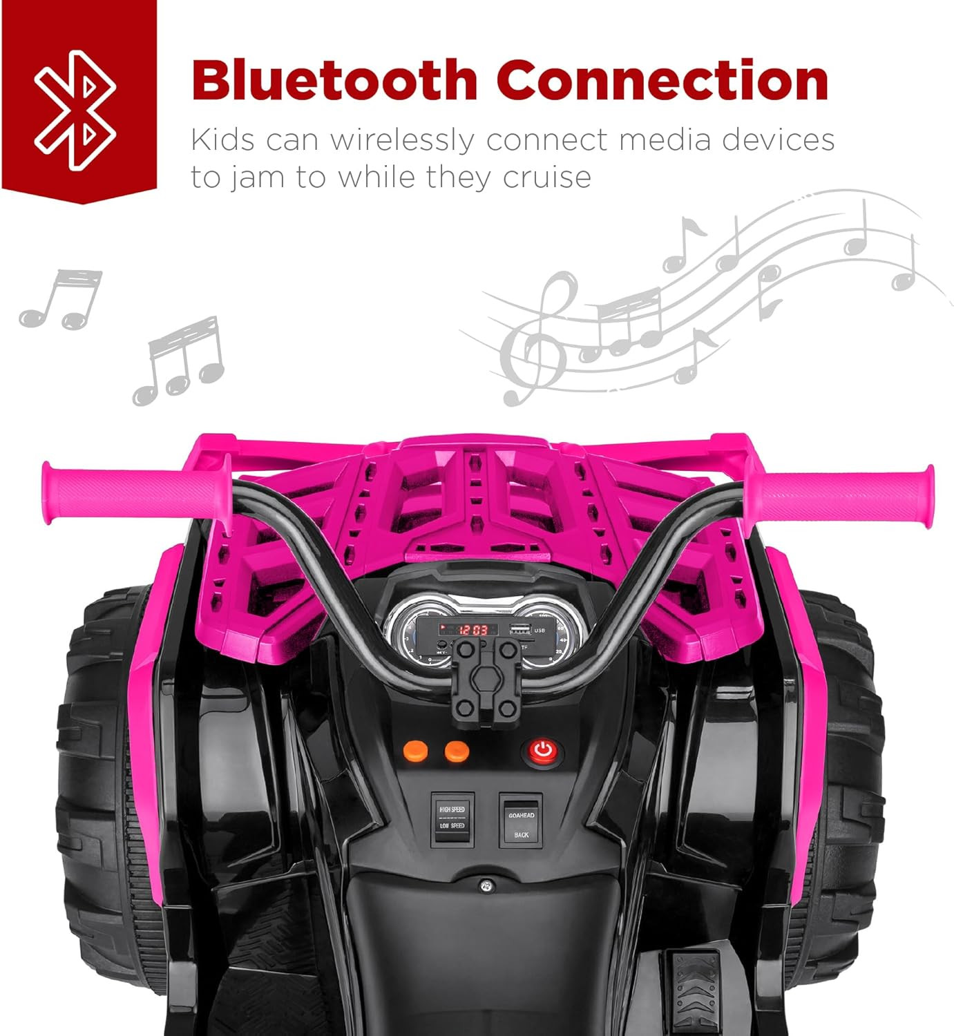 12V Kids Ride-On Electric ATV, 4-Wheeler Quad Car Toy W/Bluetooth Audio, 3.7Mph