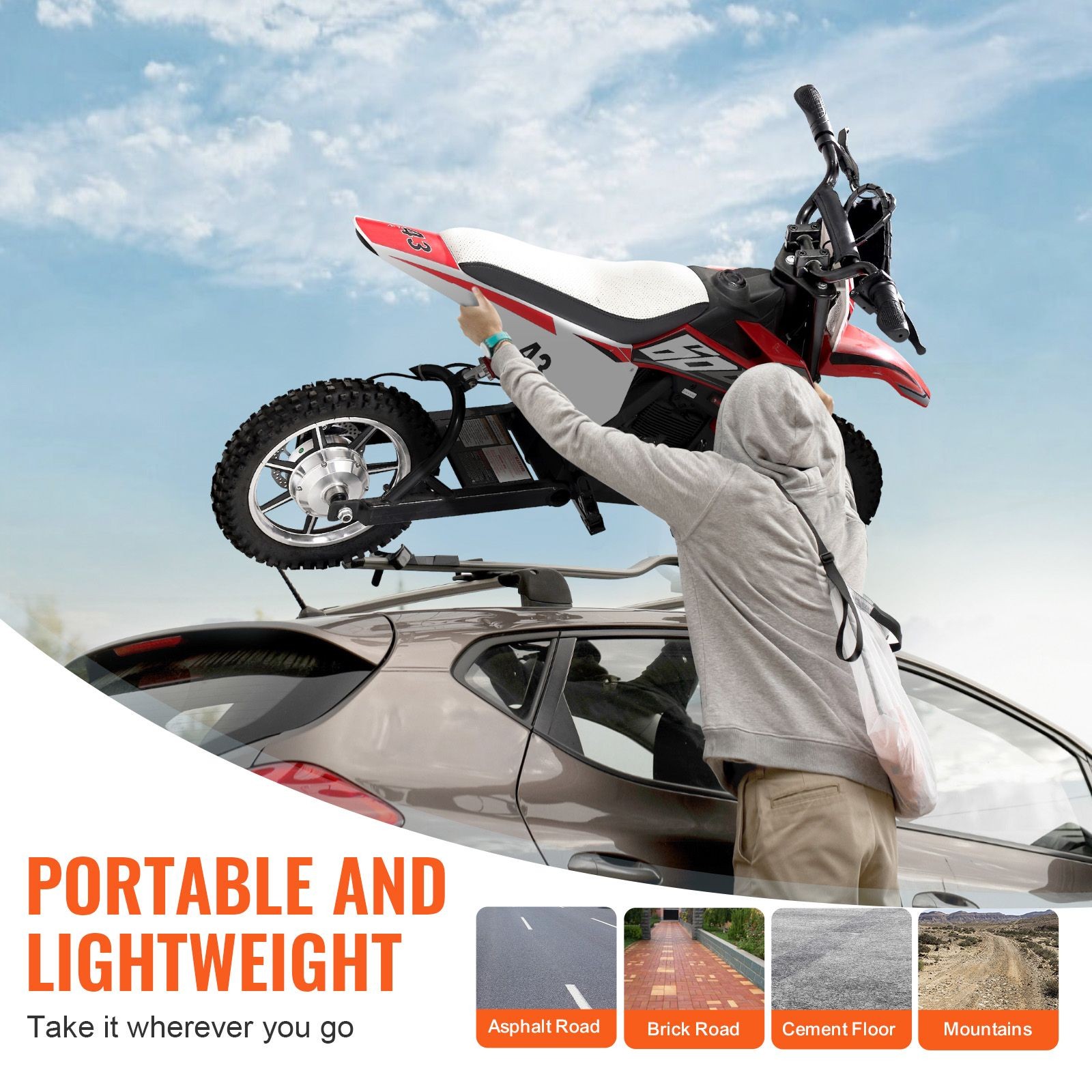 Motorcycle 36V, 15.5mph, Dual Brake, Treaded Tires, Compact Design