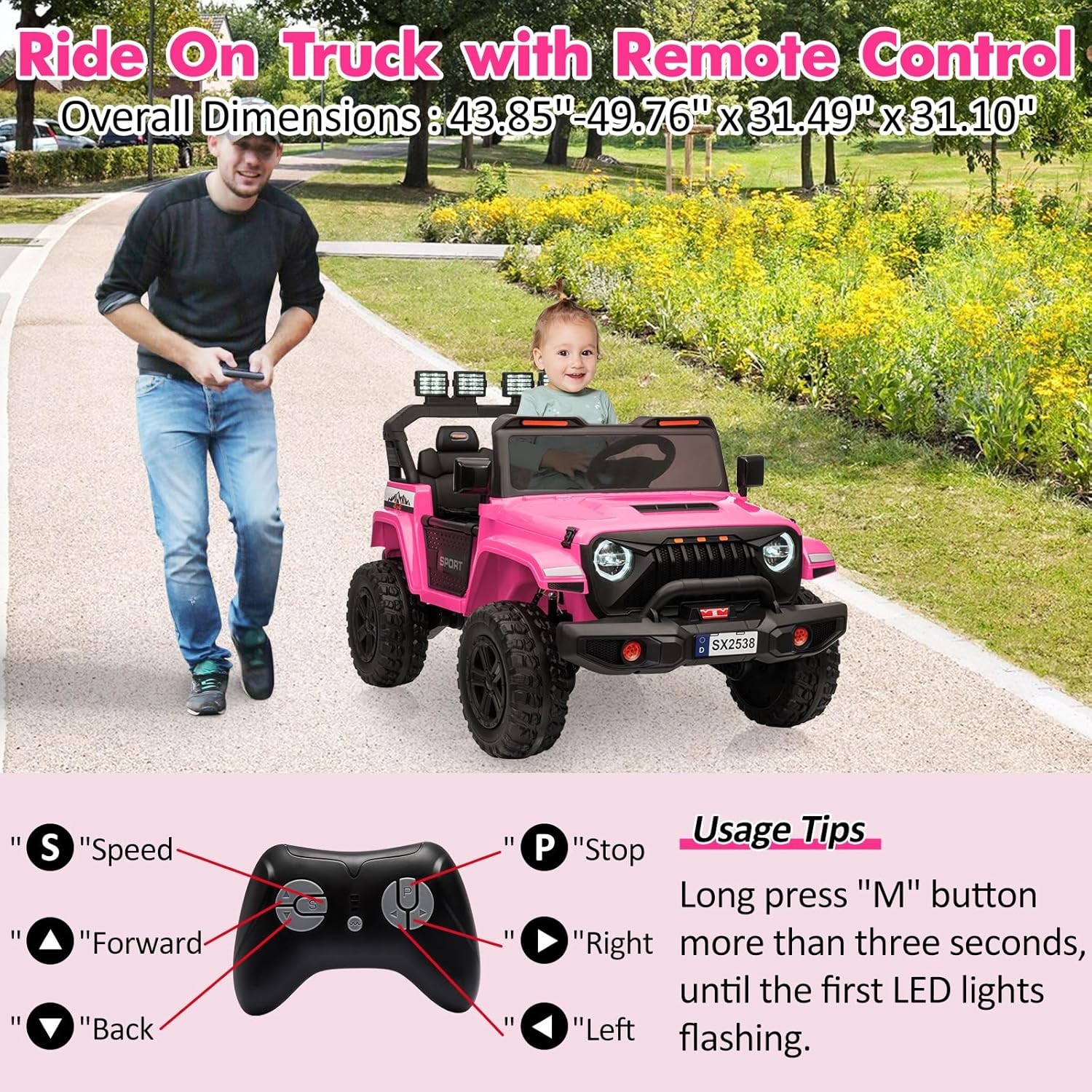 2 Seats 24V Ride On Car 4WD Electric Car Toys for Kids with Remote ＆ 7AH Battery