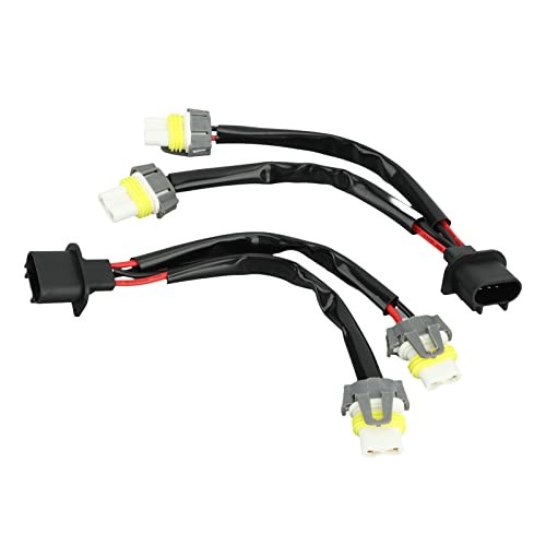 H13 9008 to 9005 9006 Adapter, 2 Way Splitter Wiring Harness for LED